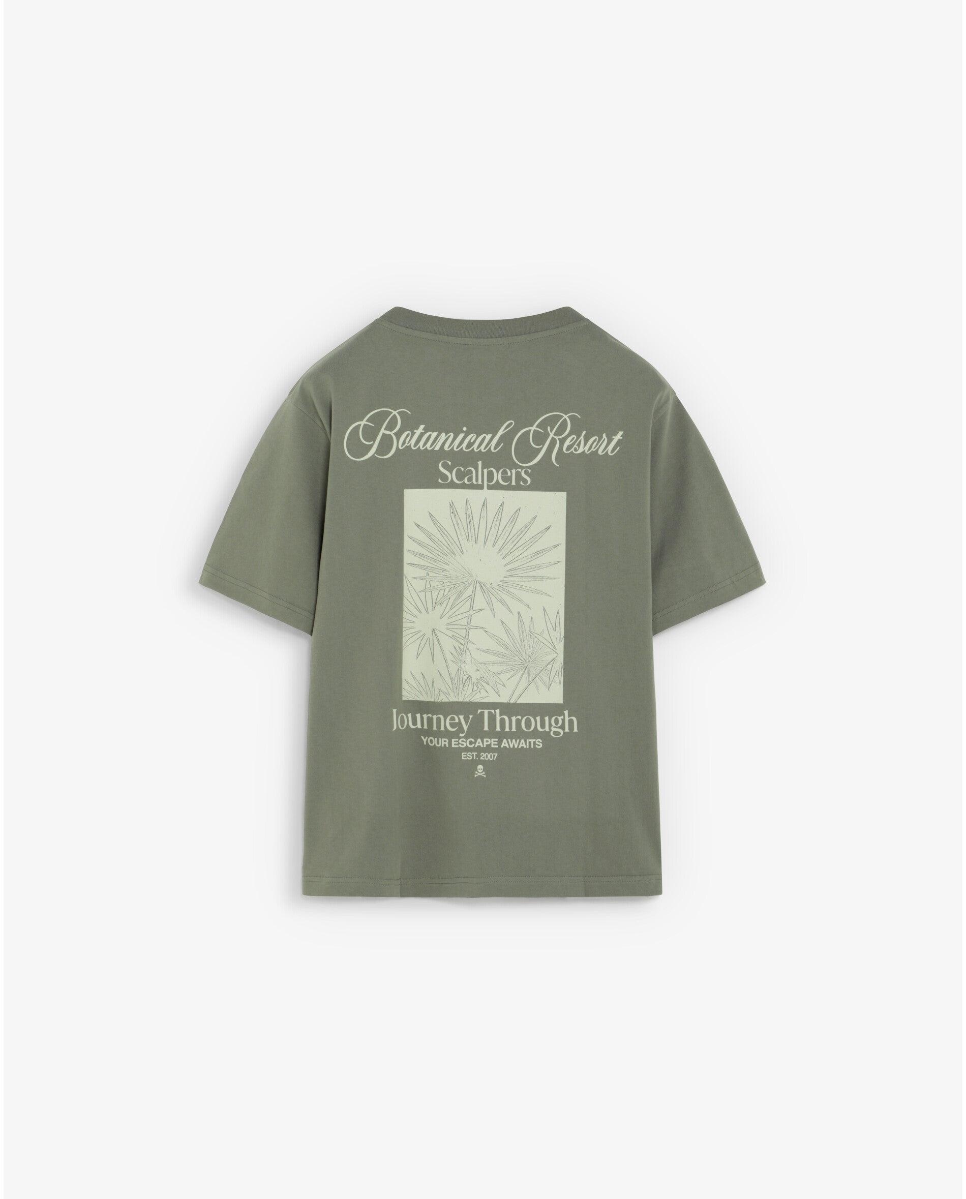 T-shirt Boxy Fit com Estampado Posterior Caqui-2