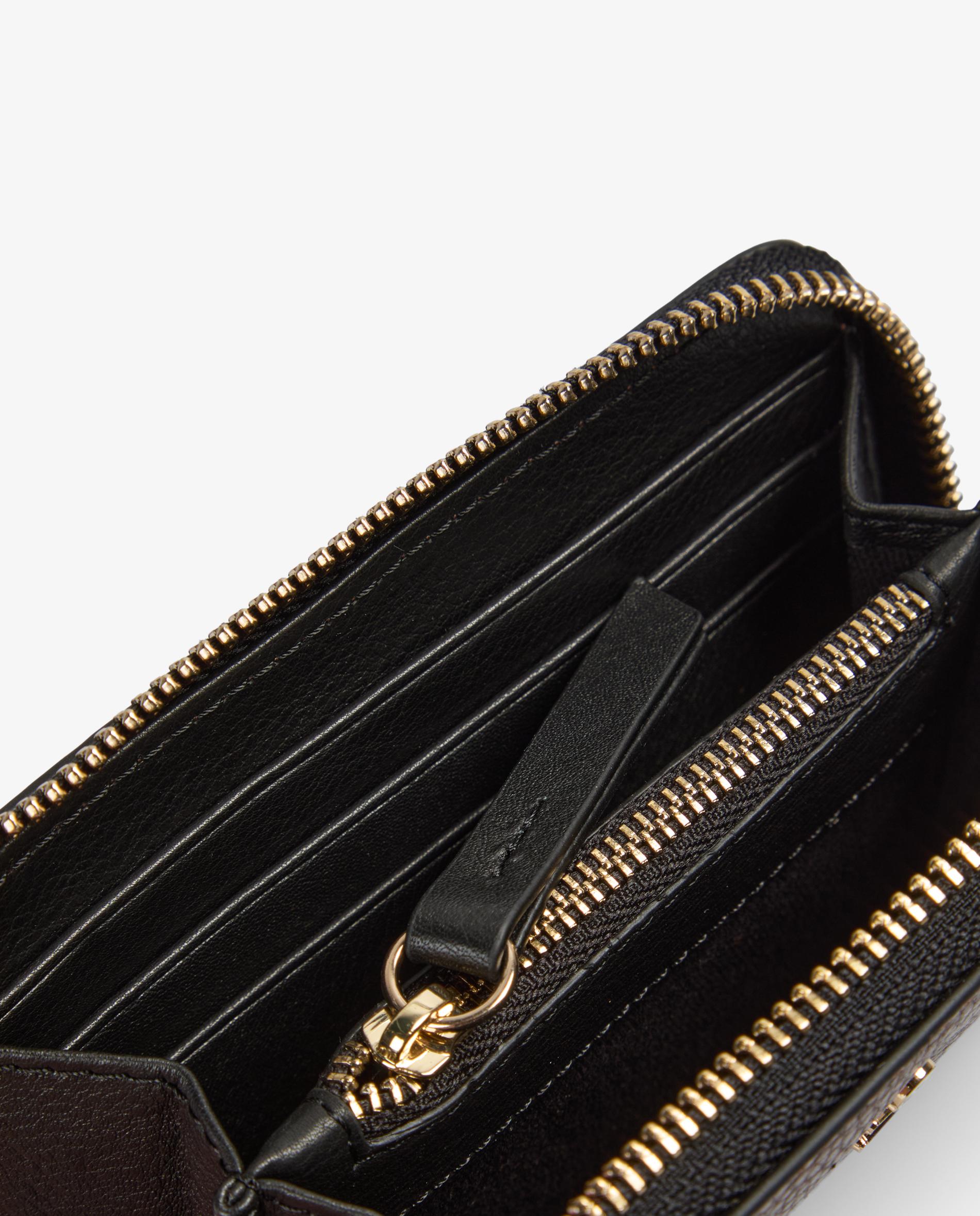 Porta-cartões de Pele com Fecho Zip Castanho-escuro-5