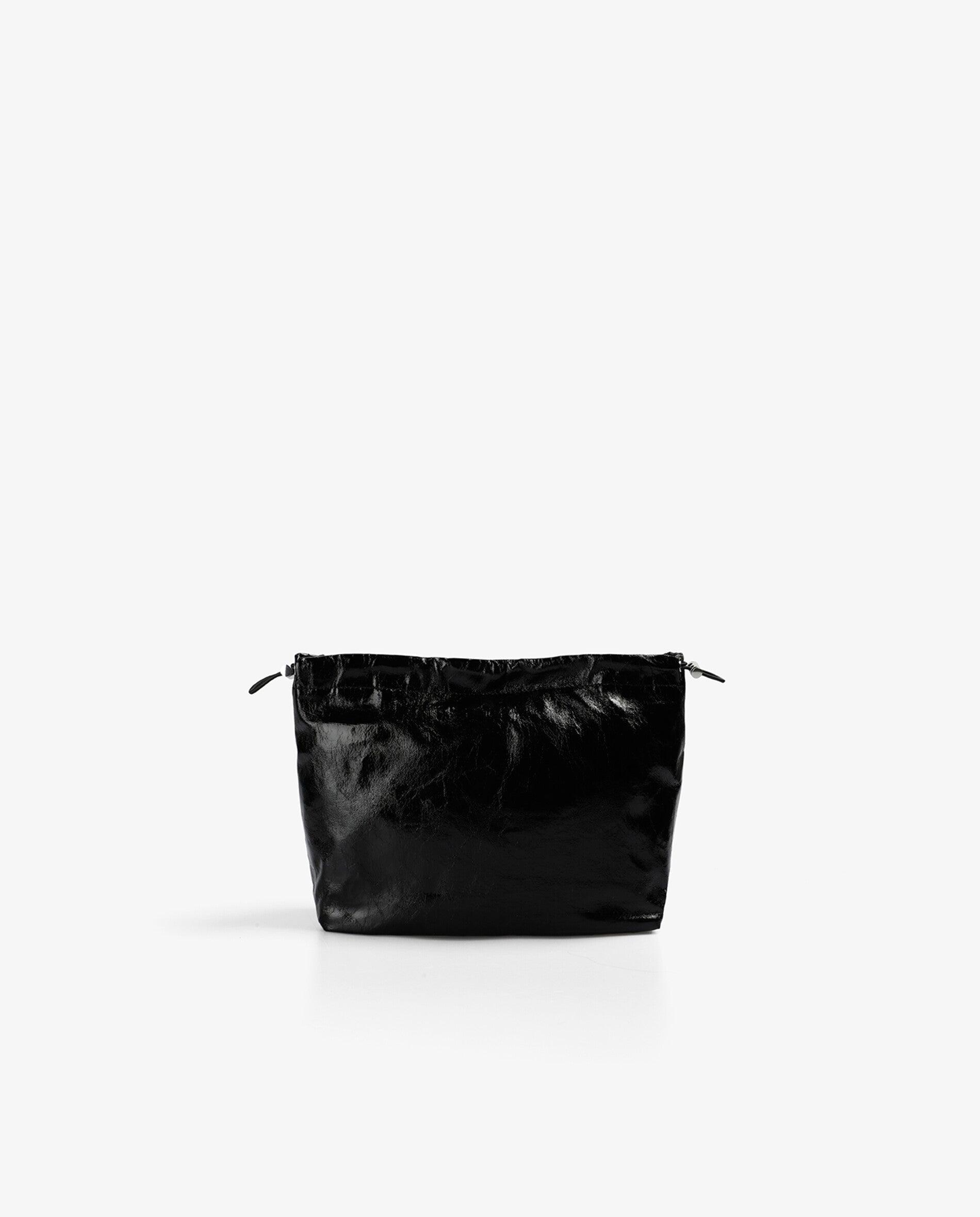 Necessaire Efeito Pele com Fecho de Cordão Preto brilhante-2