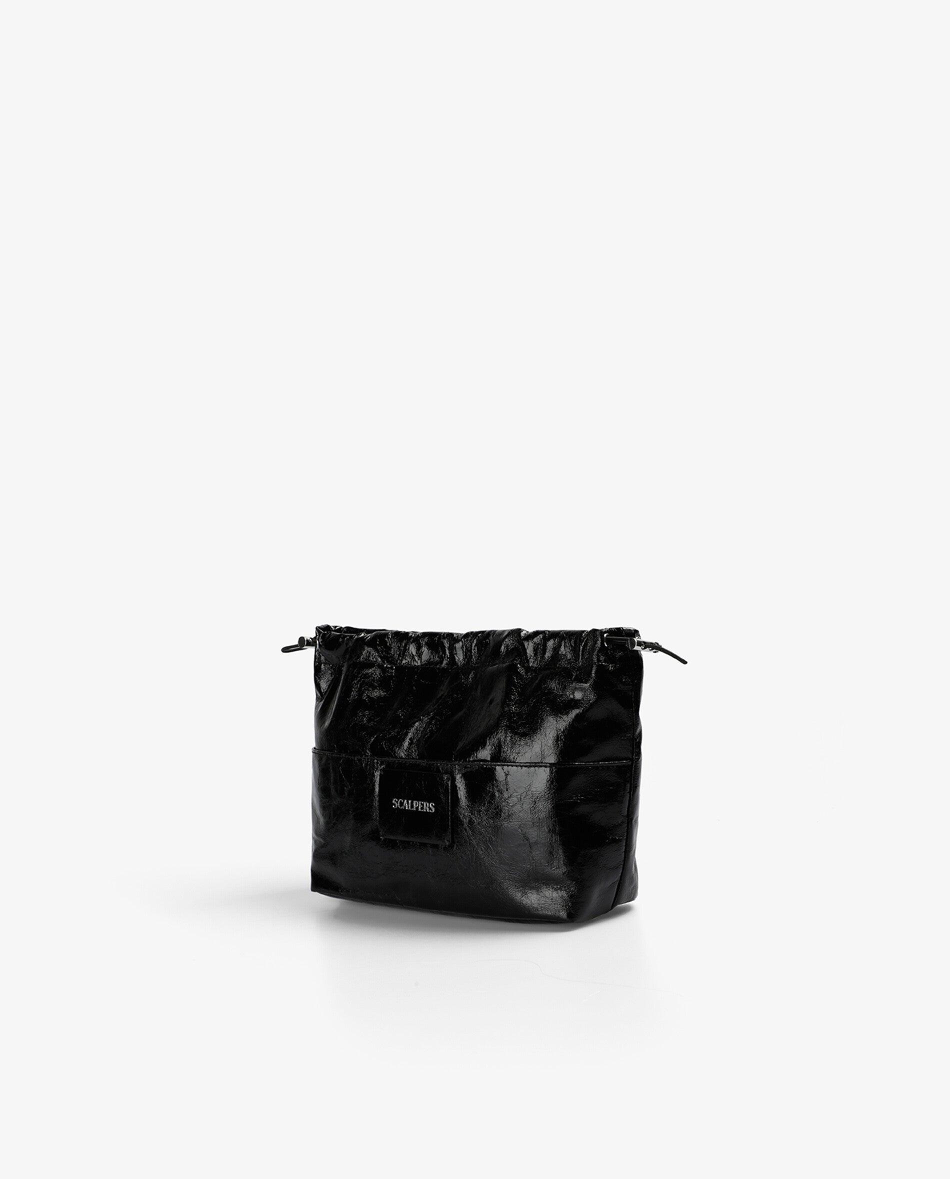 Necessaire Efeito Pele com Fecho de Cordão Preto brilhante-3