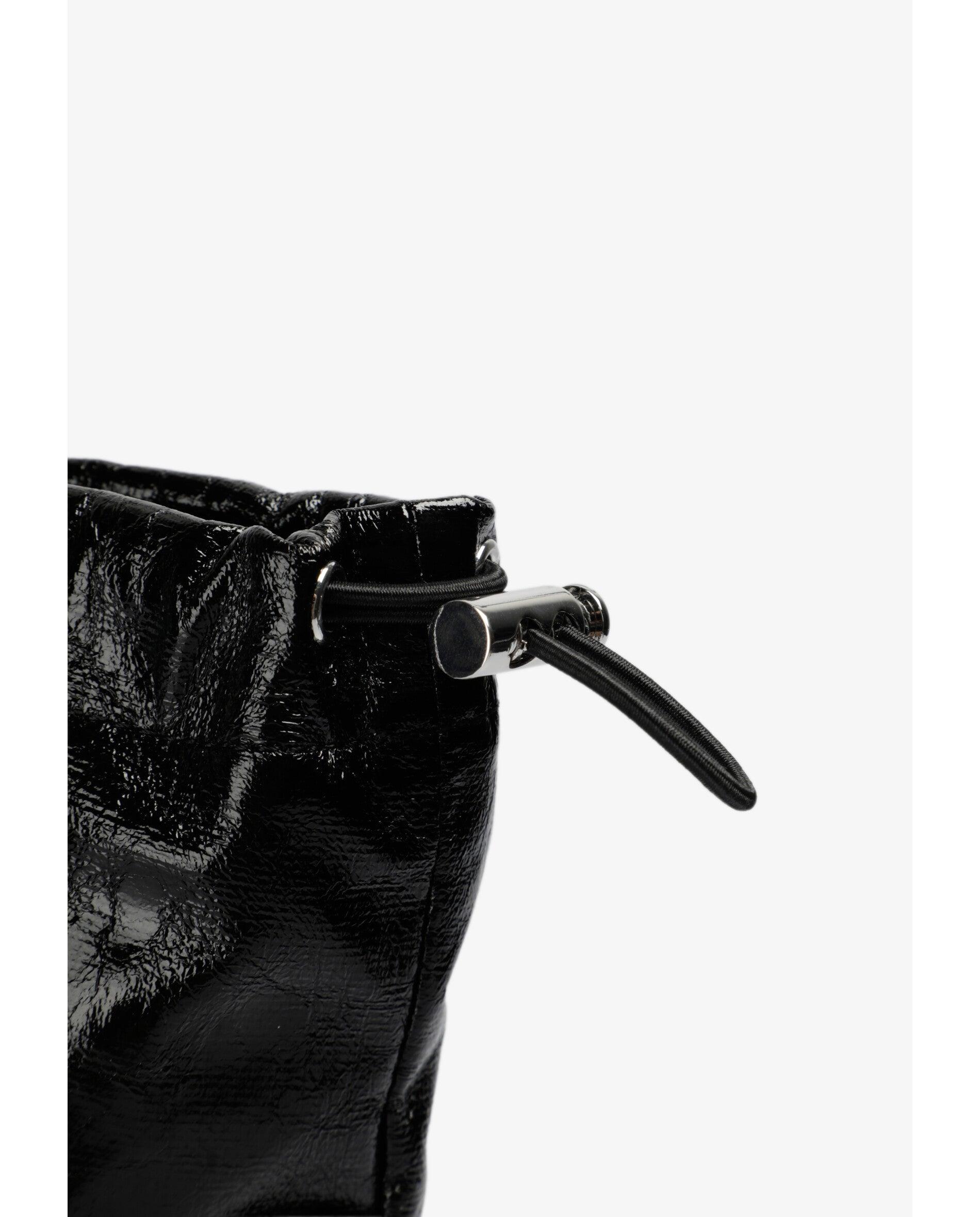 Necessaire Efeito Pele com Fecho de Cordão Preto brilhante-5