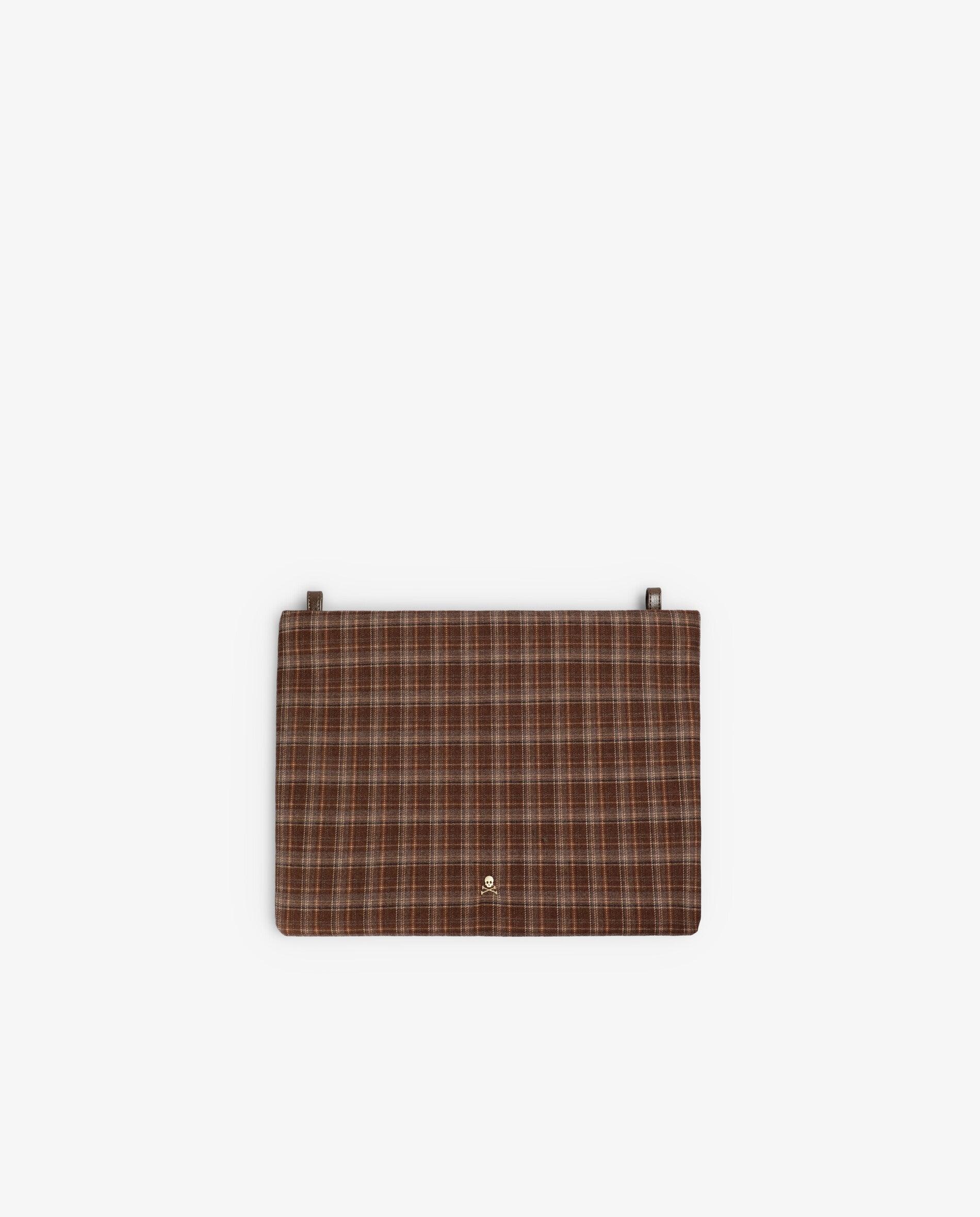Capa para Portátil Tecido com Estampado Aos Quadrados Castanho-escuro-4