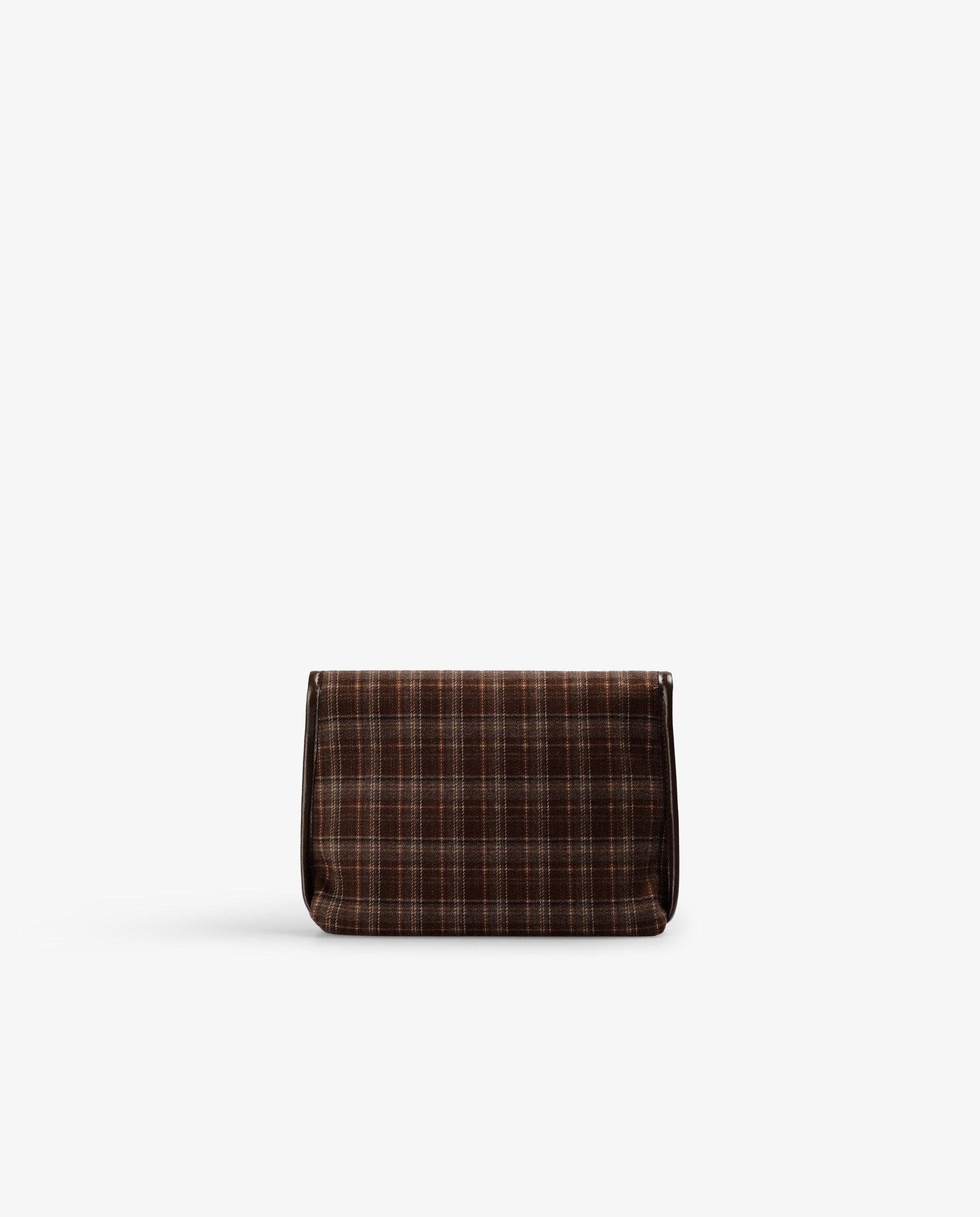 Necessaire em Tecido com Estampado Aos Quadrados Castanho-escuro-2