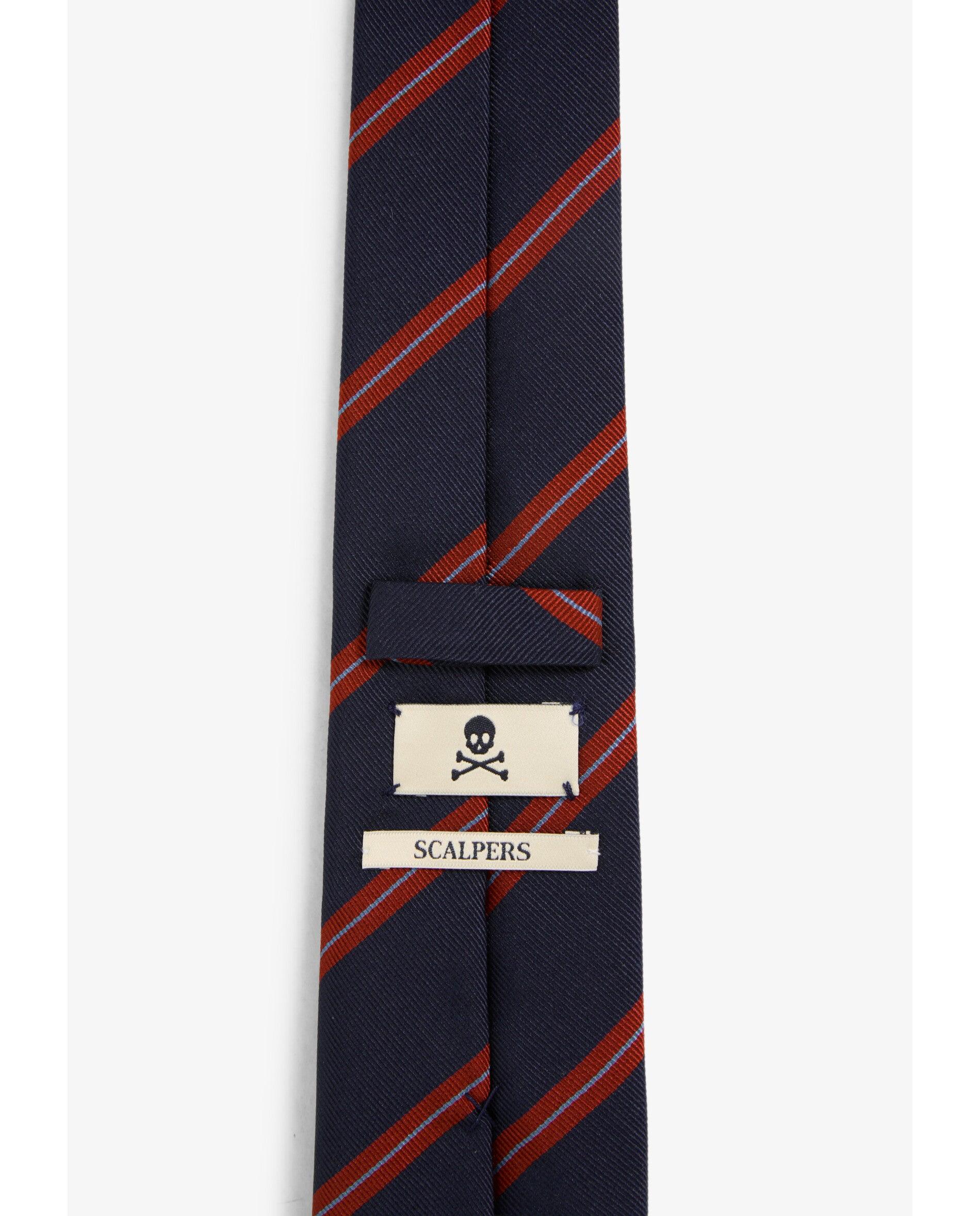 Gravata de Seda com Estampado Às Riscas Vermelho-3