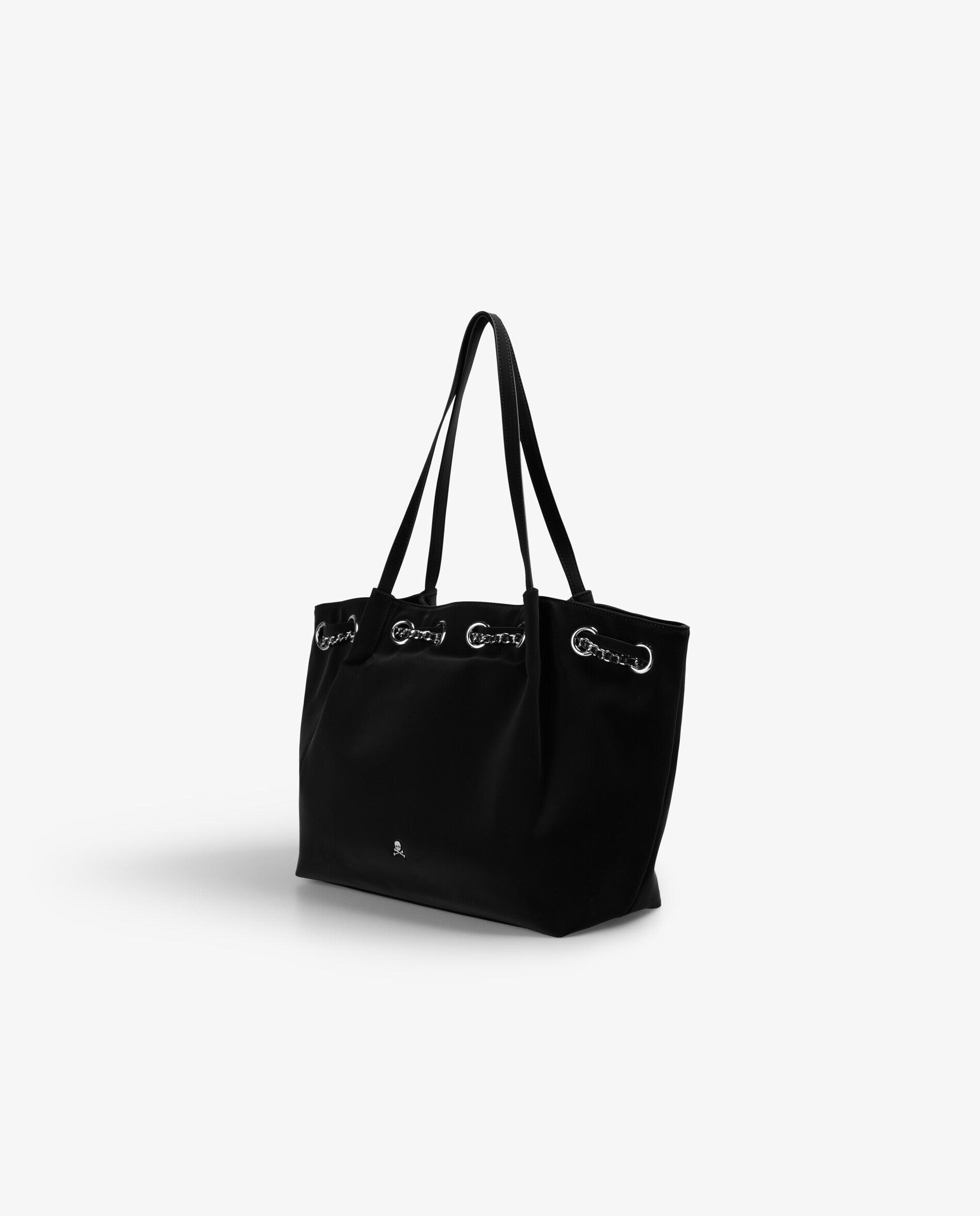 Shopper com Detalhe de Eyelets e Corrente Metálica Decorativa Preto-3