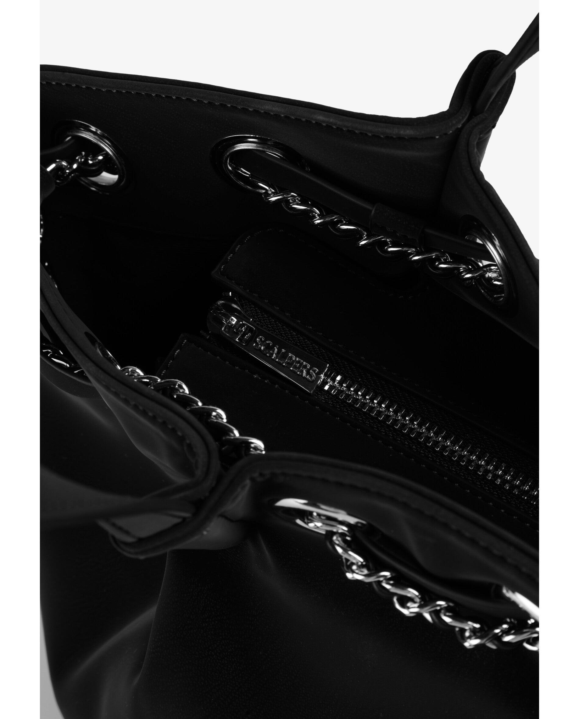 Shopper com Detalhe de Eyelets e Corrente Metálica Decorativa Preto-4