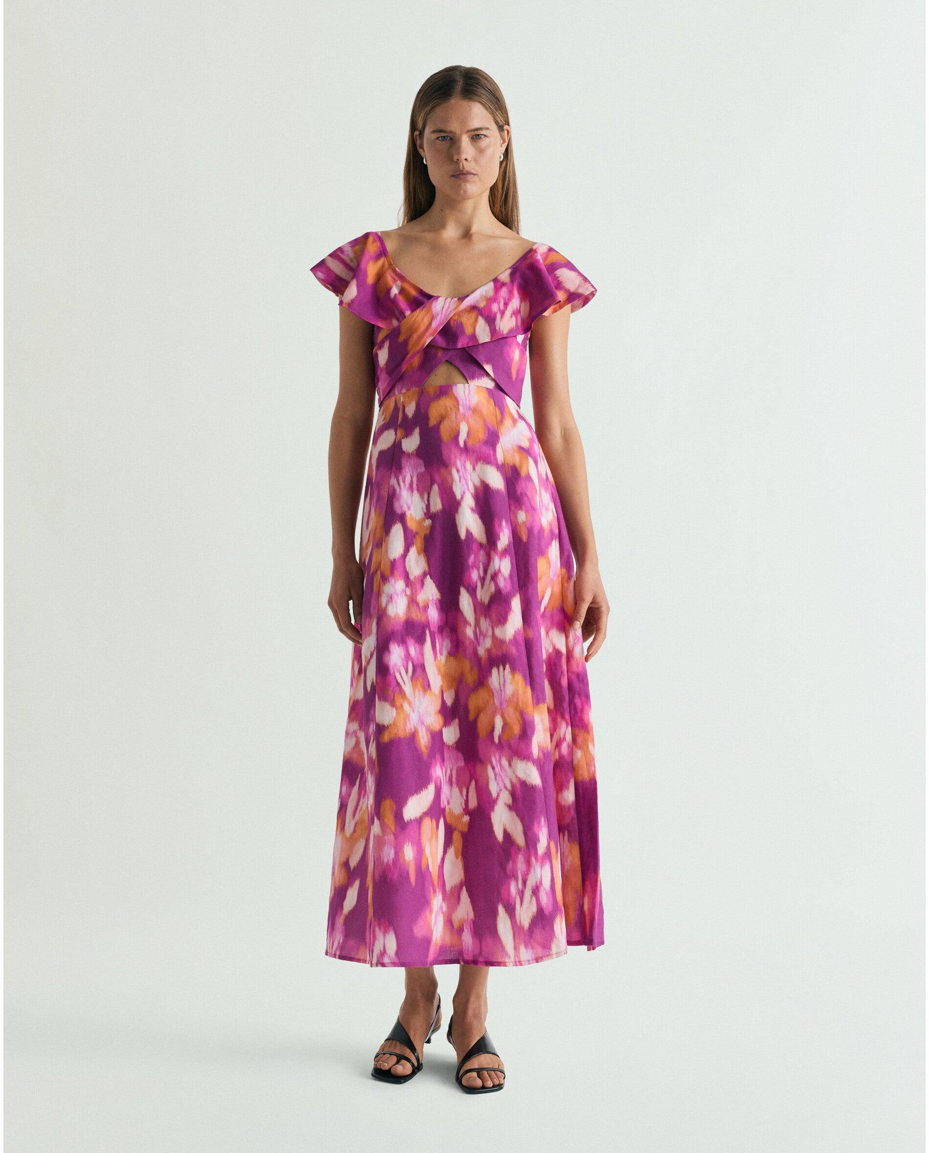 Imagem 0 de Vestido Midi Estampado com Folho