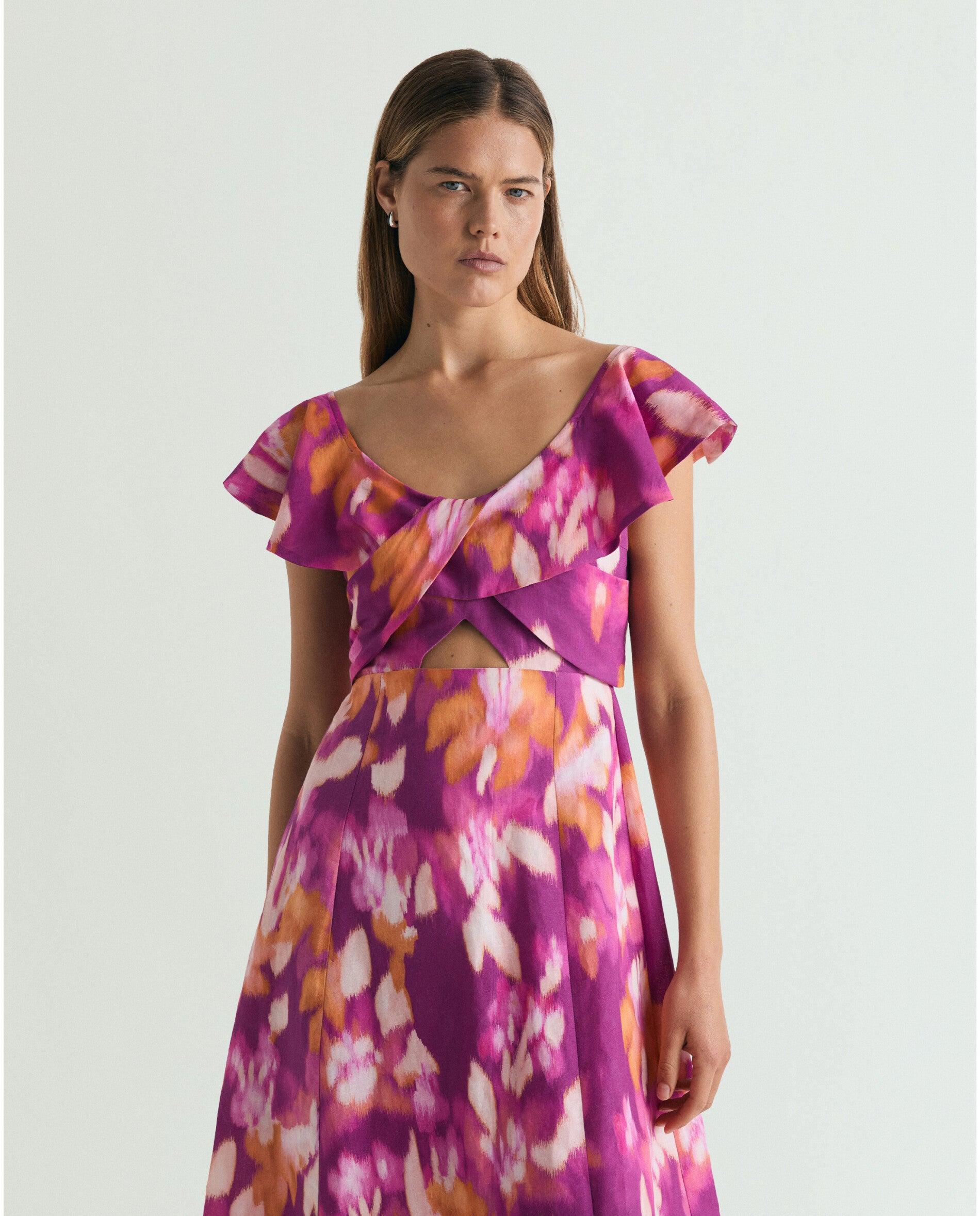 Vestido Midi Estampado com Folho Multicolor-2