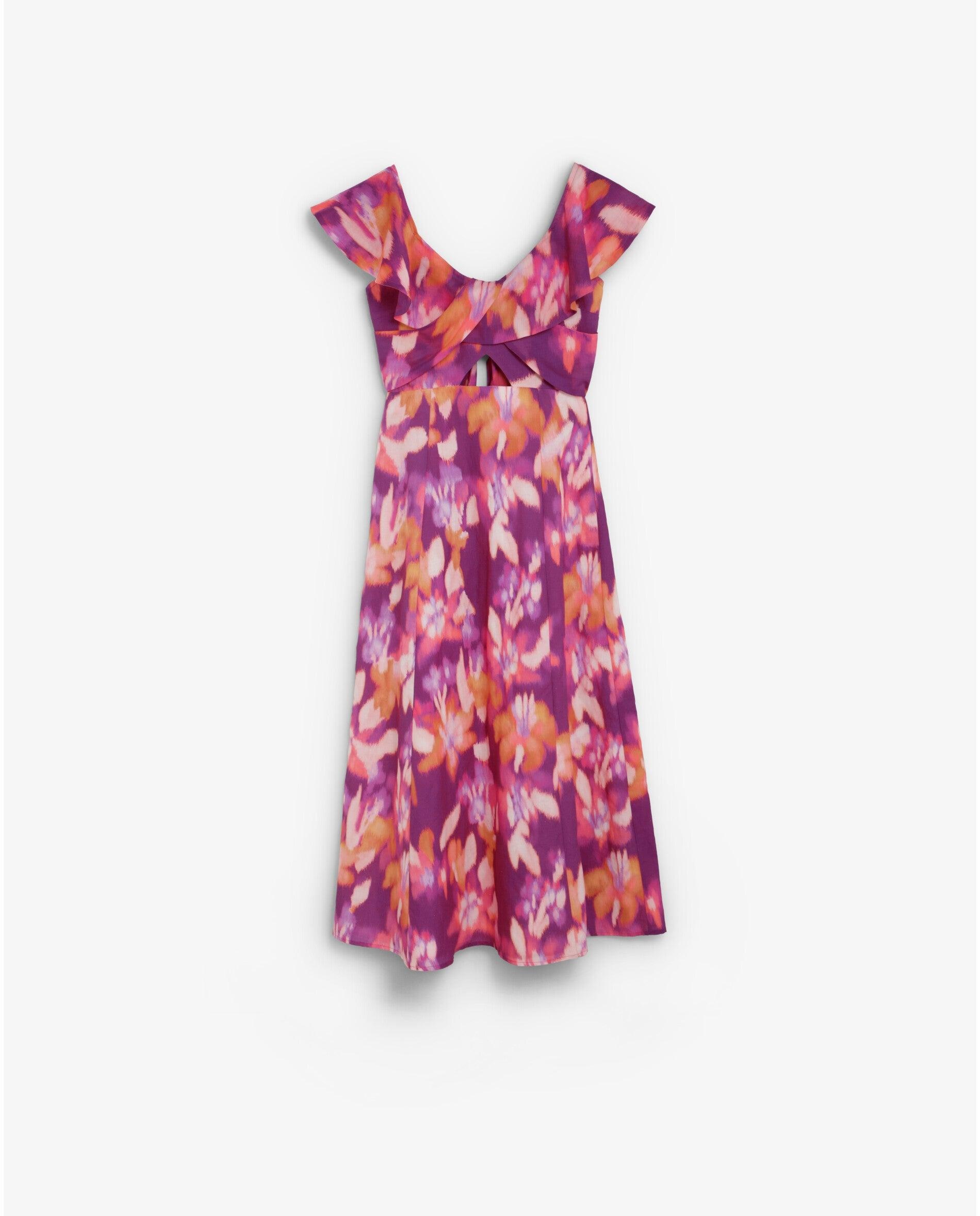 Vestido Midi Estampado com Folho Multicolor-5