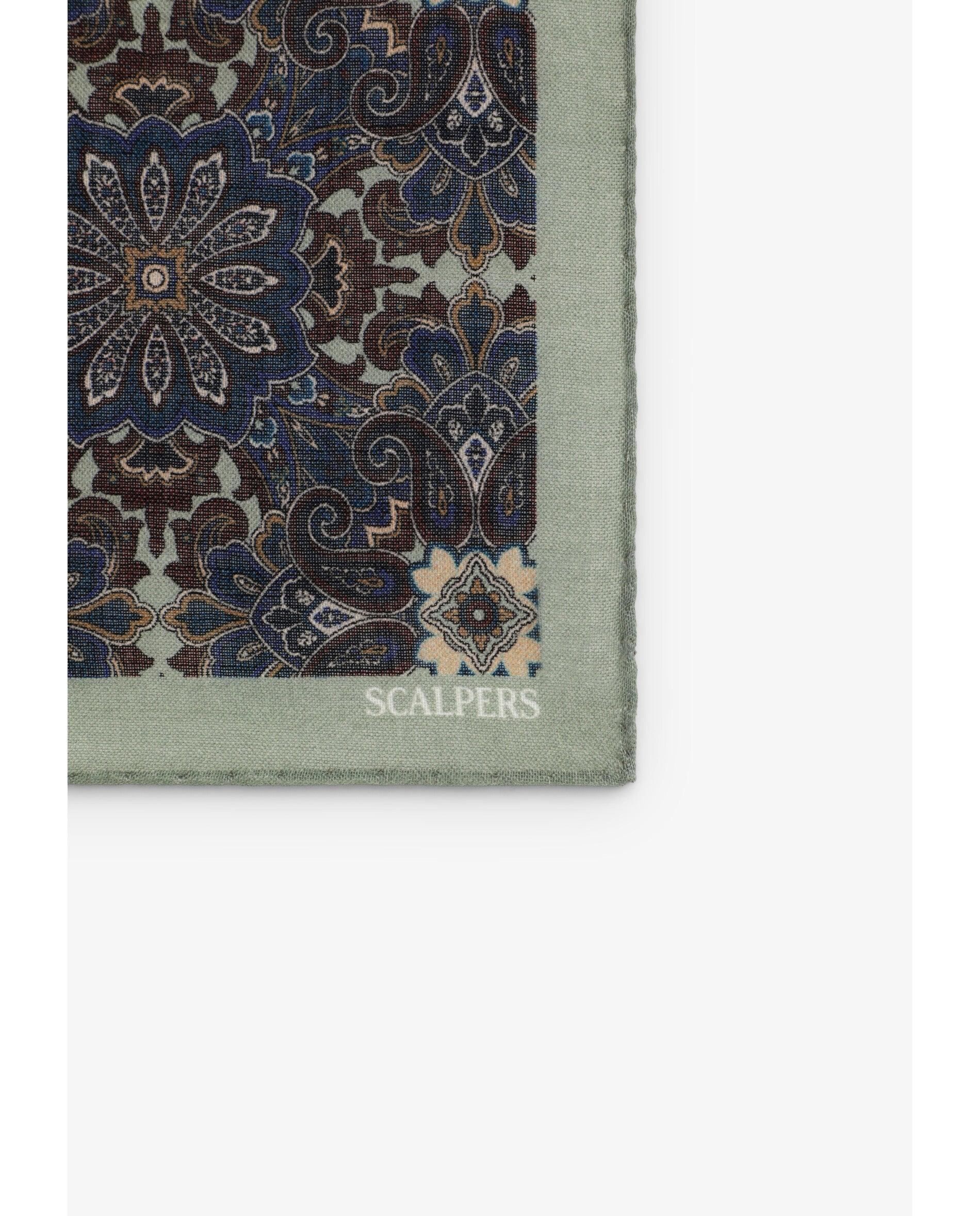 Écharpe em Lã e Caxemira com Estampado Ornamental Verde-militar-2