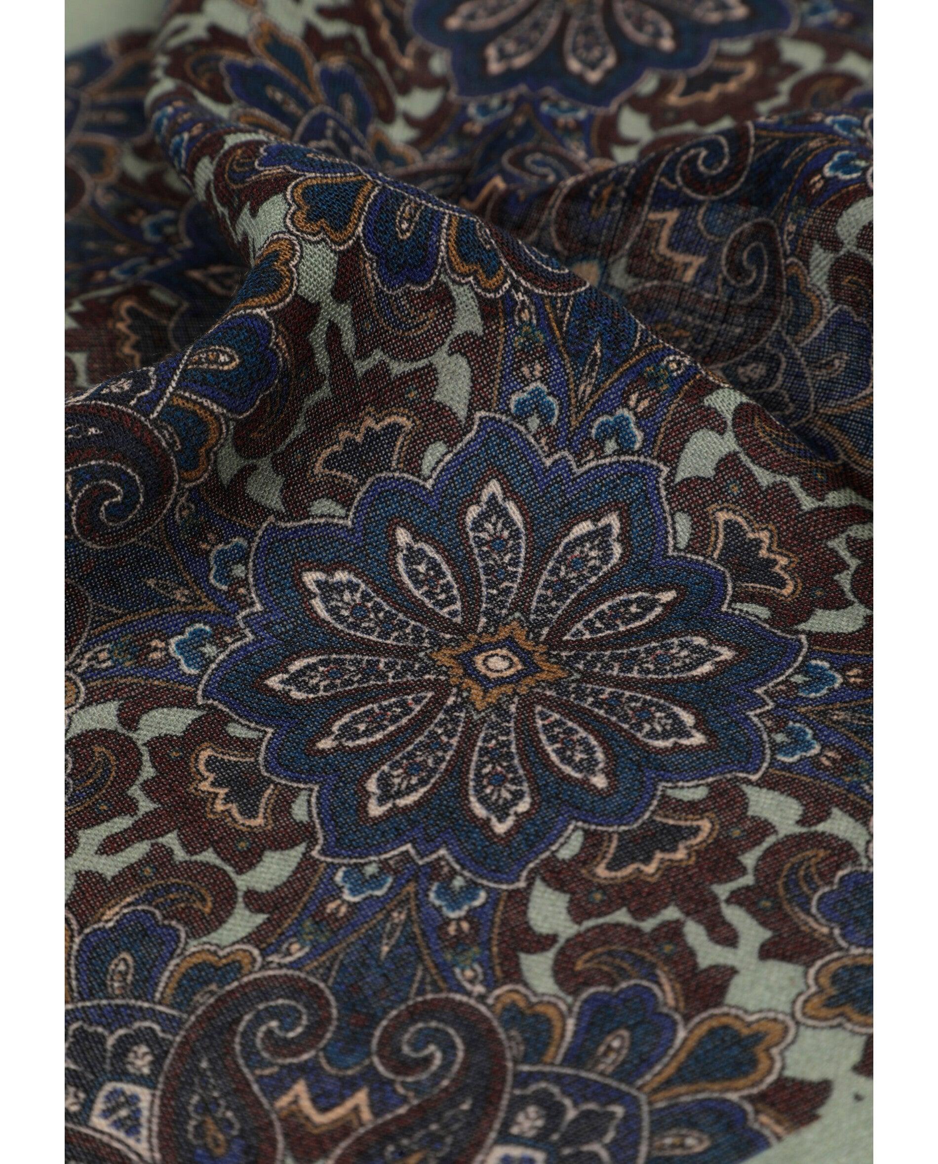 Écharpe em Lã e Caxemira com Estampado Ornamental Verde-militar-3