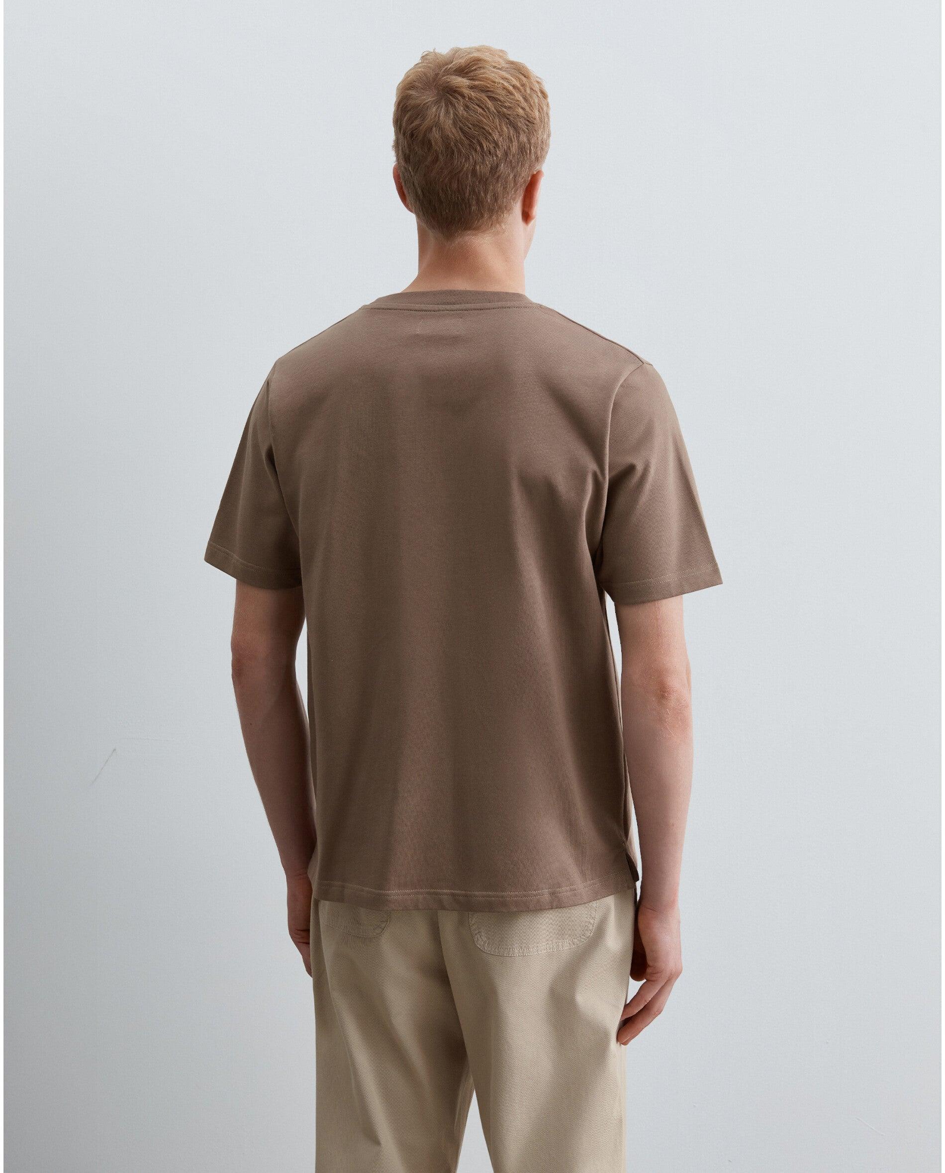 T-shirt de Manga Curta com Bolso no Peito Taupe-2