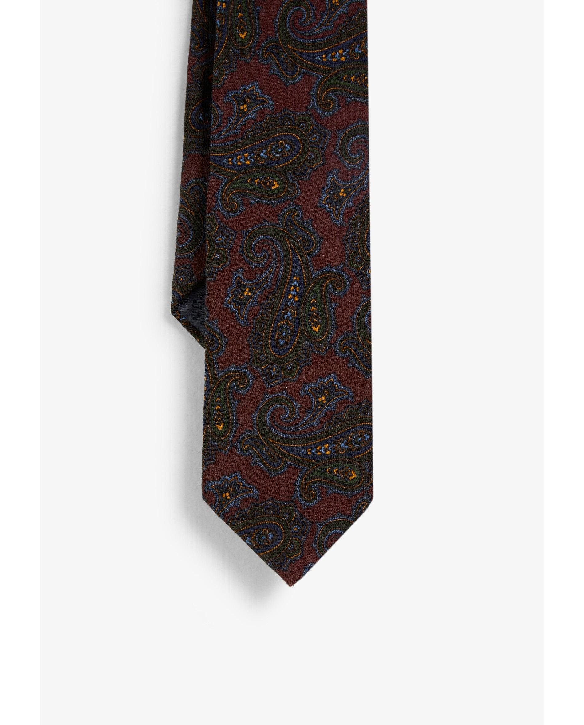 Gravata de Lã com Estampado Paisley Bordeaux-2