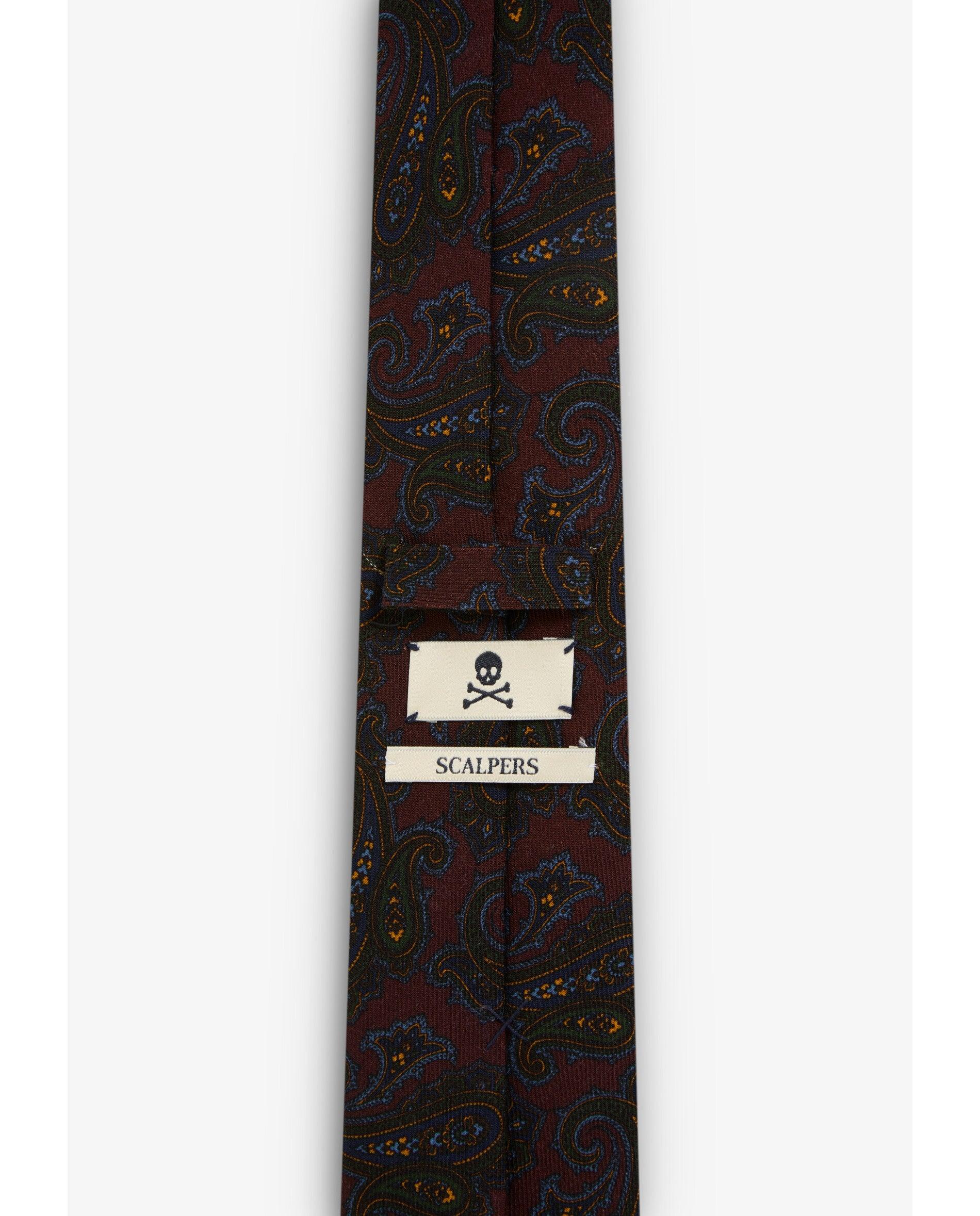 Gravata de Lã com Estampado Paisley Bordeaux-3