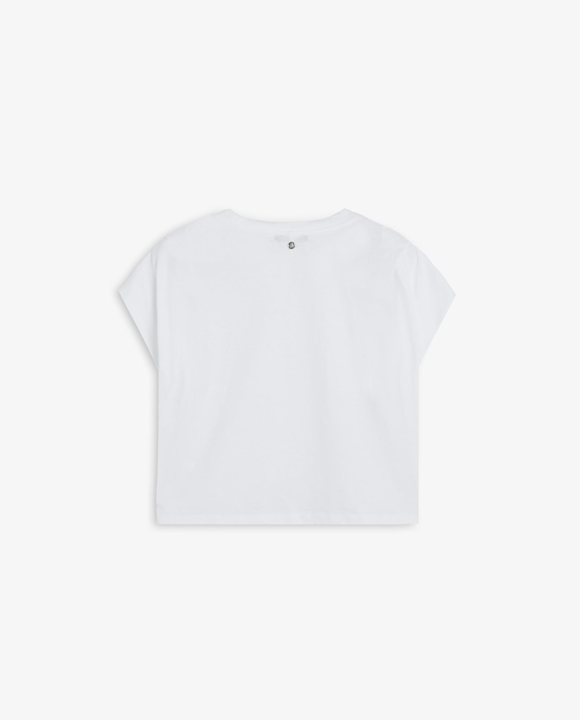 T-shirt de Manga Curta com Pregas nos Ombros Branco-5