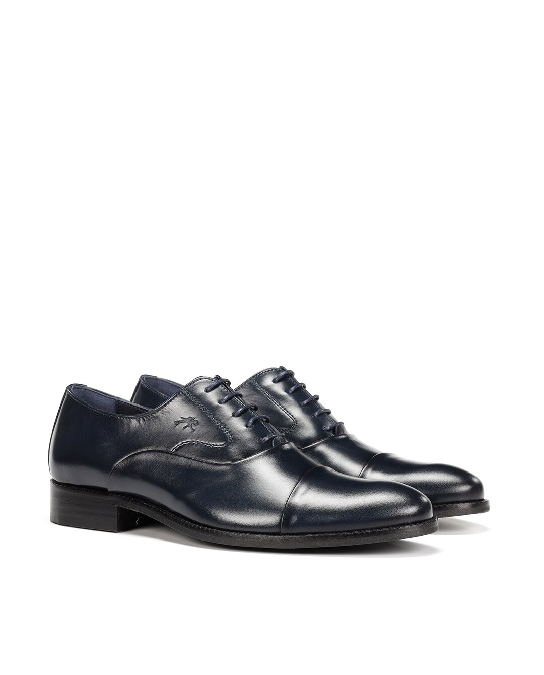 Sapatos de Cordões Fabricados em Pele Azul-2