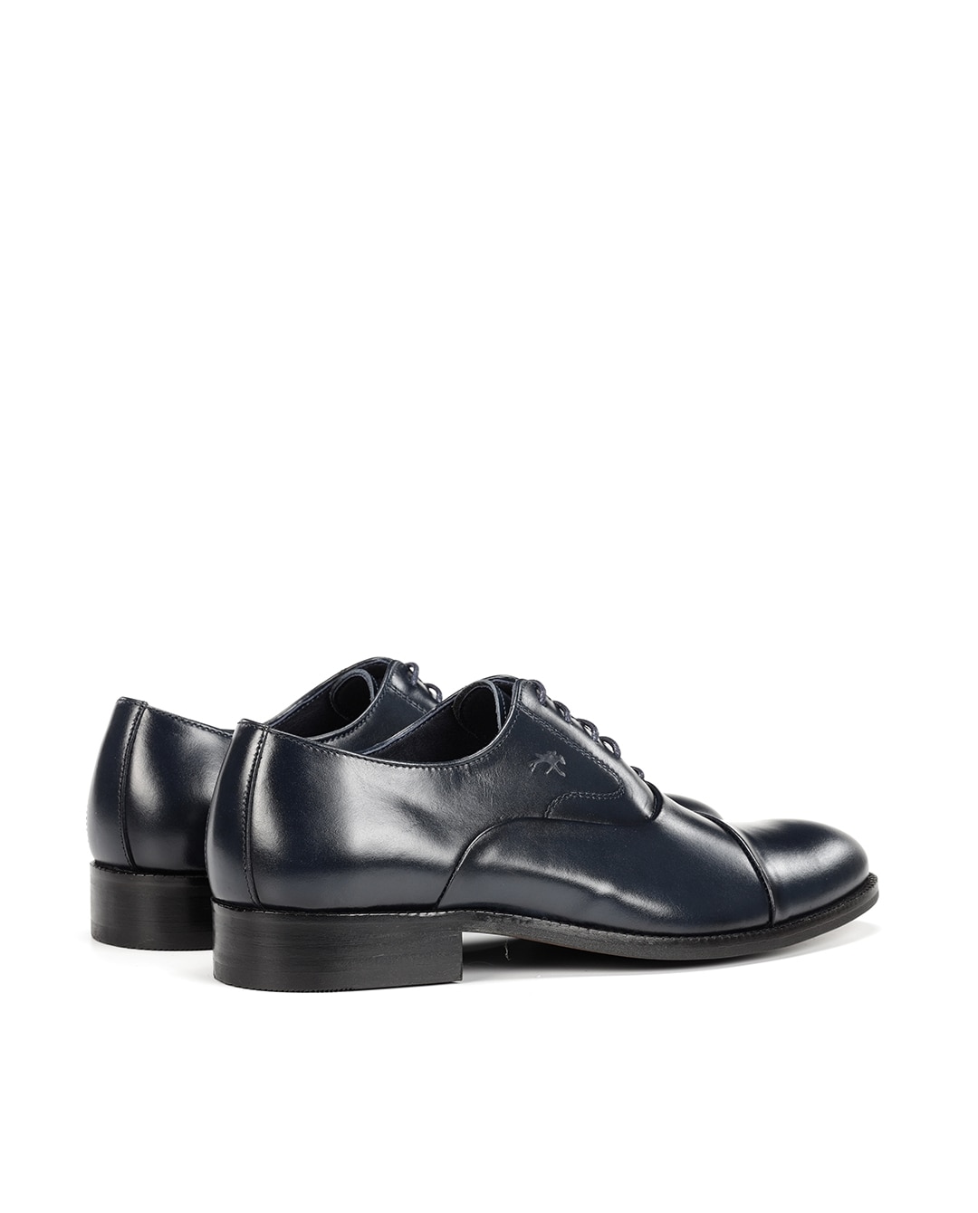 Sapatos de Cordões Fabricados em Pele Azul-3