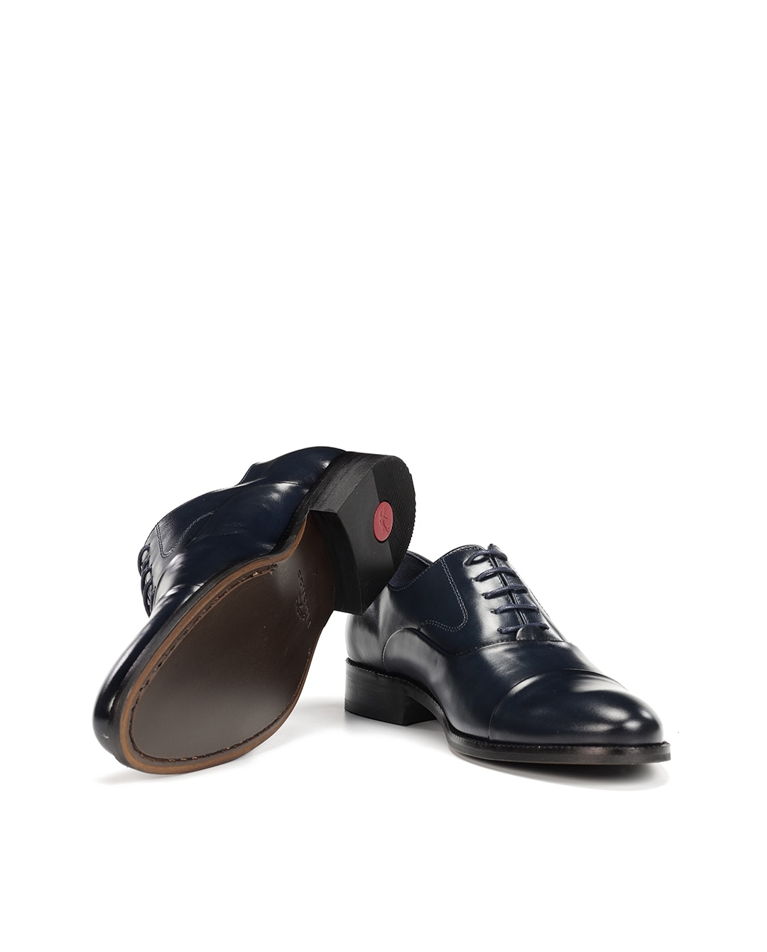 Sapatos de Cordões Fabricados em Pele Azul-4
