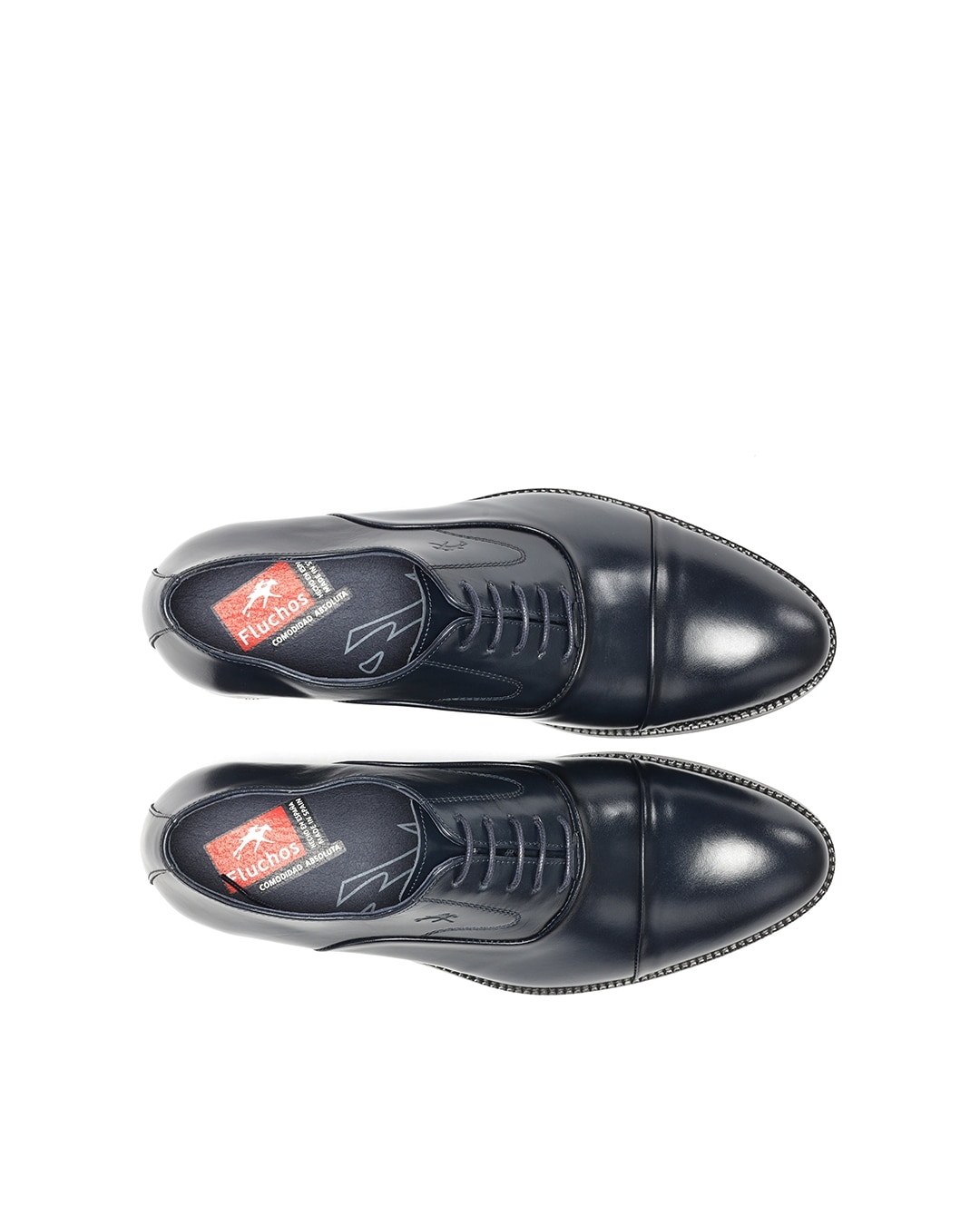 Sapatos de Cordões Fabricados em Pele Azul-5