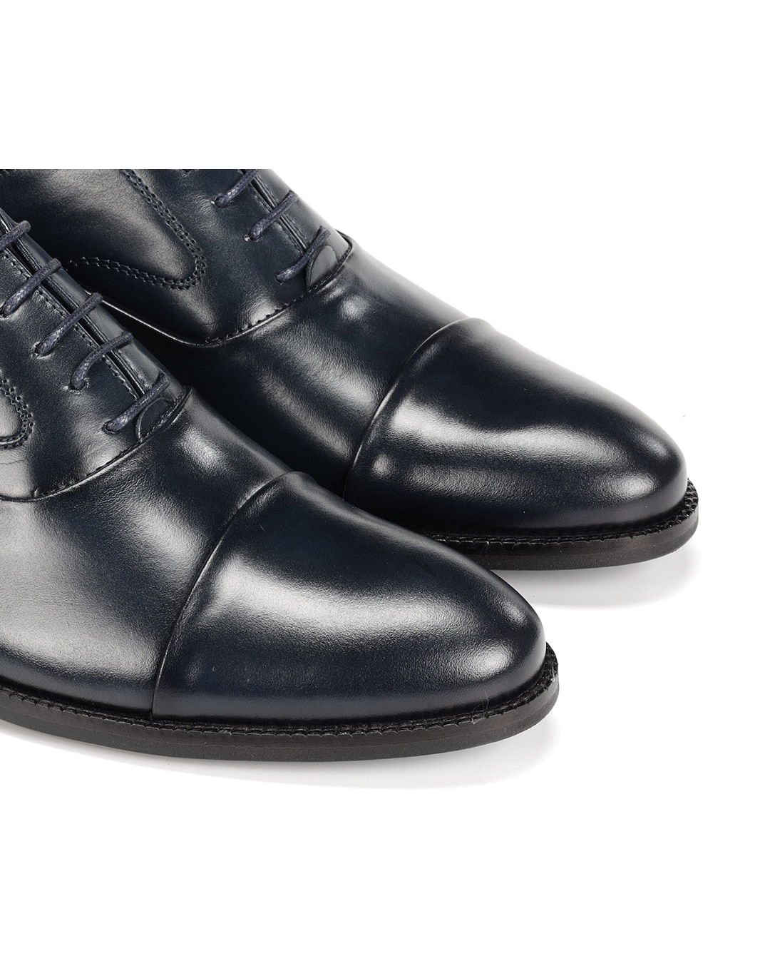 Sapatos de Cordões Fabricados em Pele Azul-6