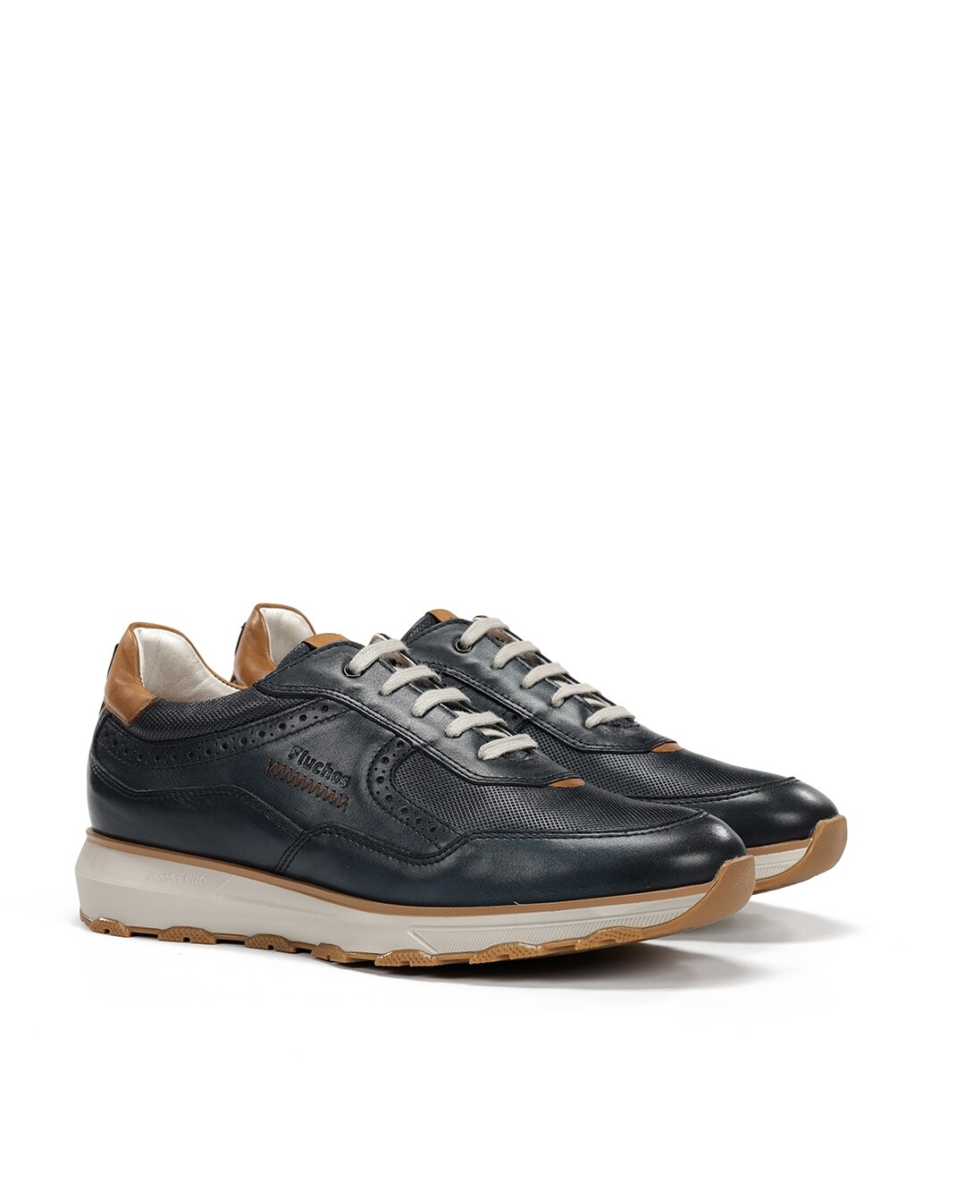 Sapatos de Cordões Fabricados em Pele Azul-2