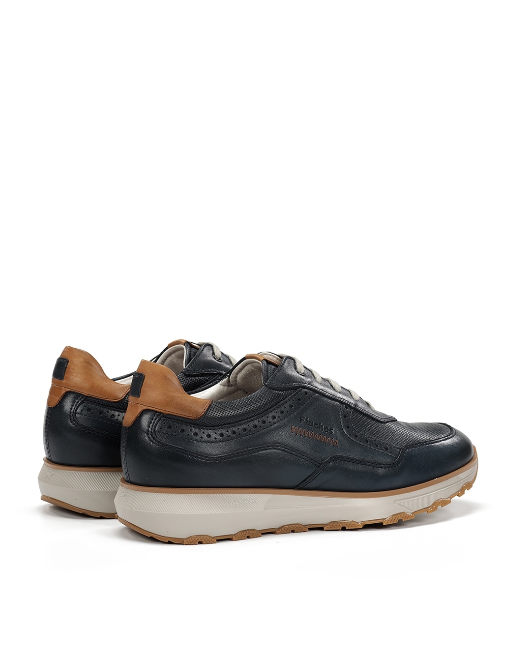 Sapatos de Cordões Fabricados em Pele Azul-3