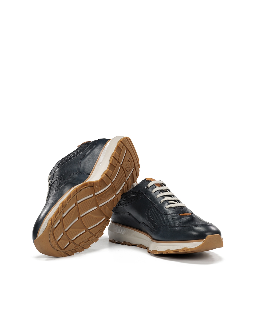 Sapatos de Cordões Fabricados em Pele Azul-4