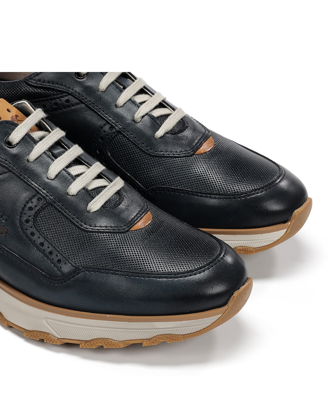 Sapatos de Cordões Fabricados em Pele Azul-6