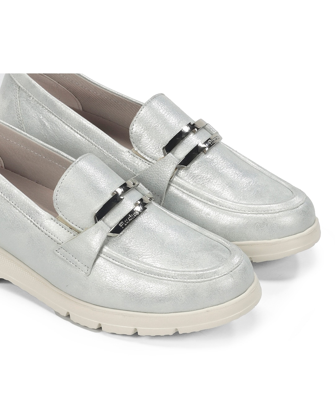 Mocassins Fabricados em Pele Prata-6
