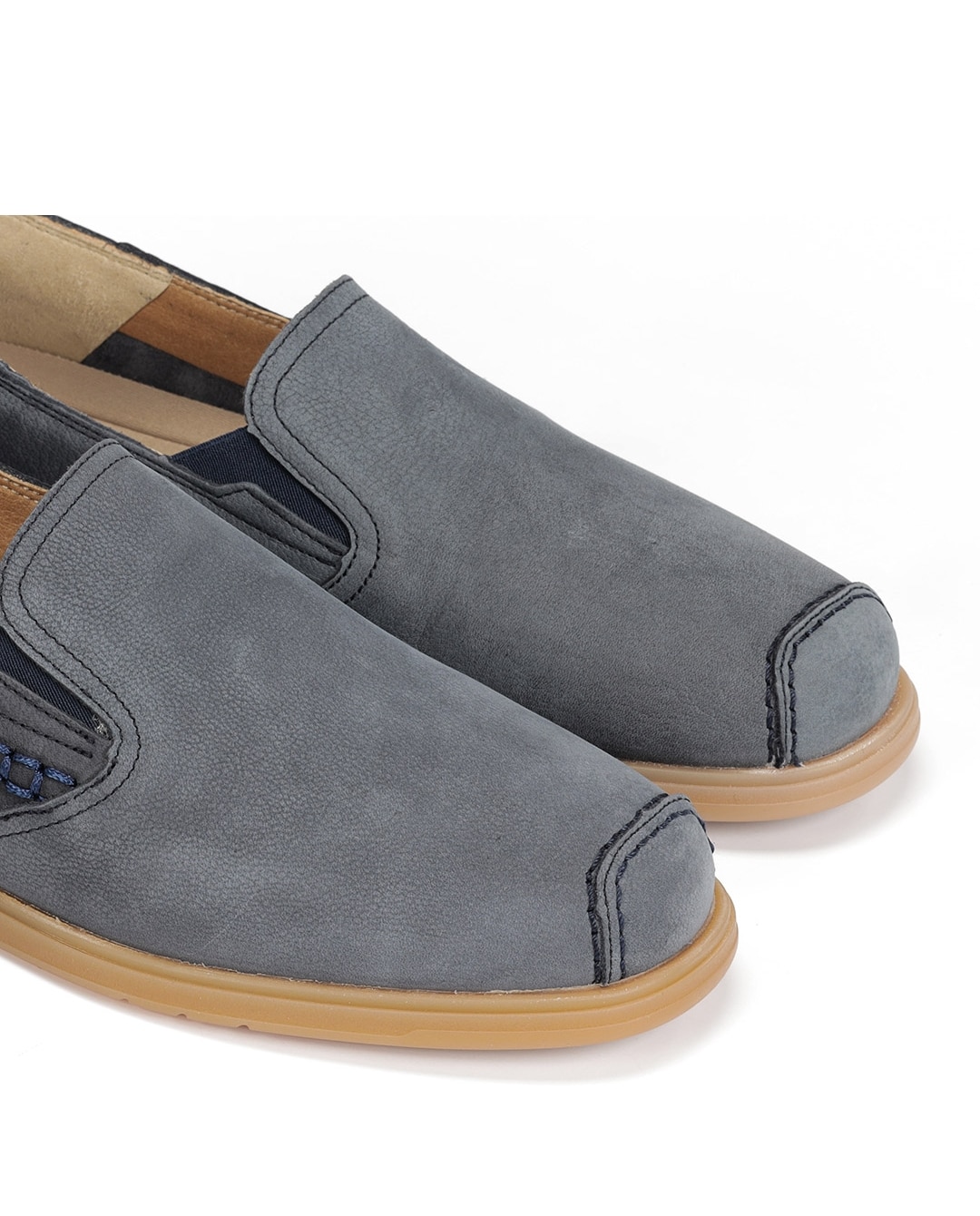 Mocassins Fabricados em Nobuck Azul-6