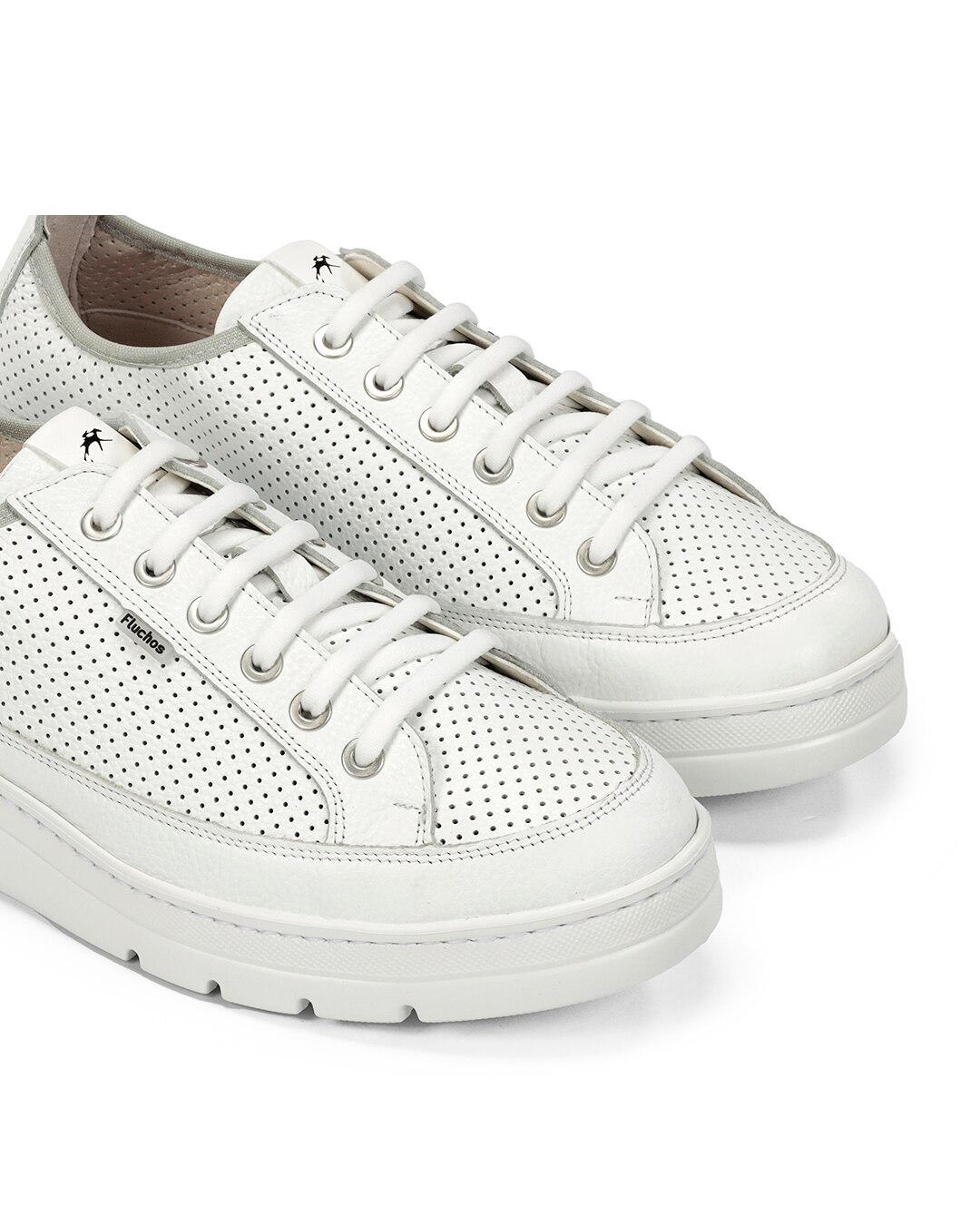 Sapatos de Cordões Fabricados em Pele Branco-6