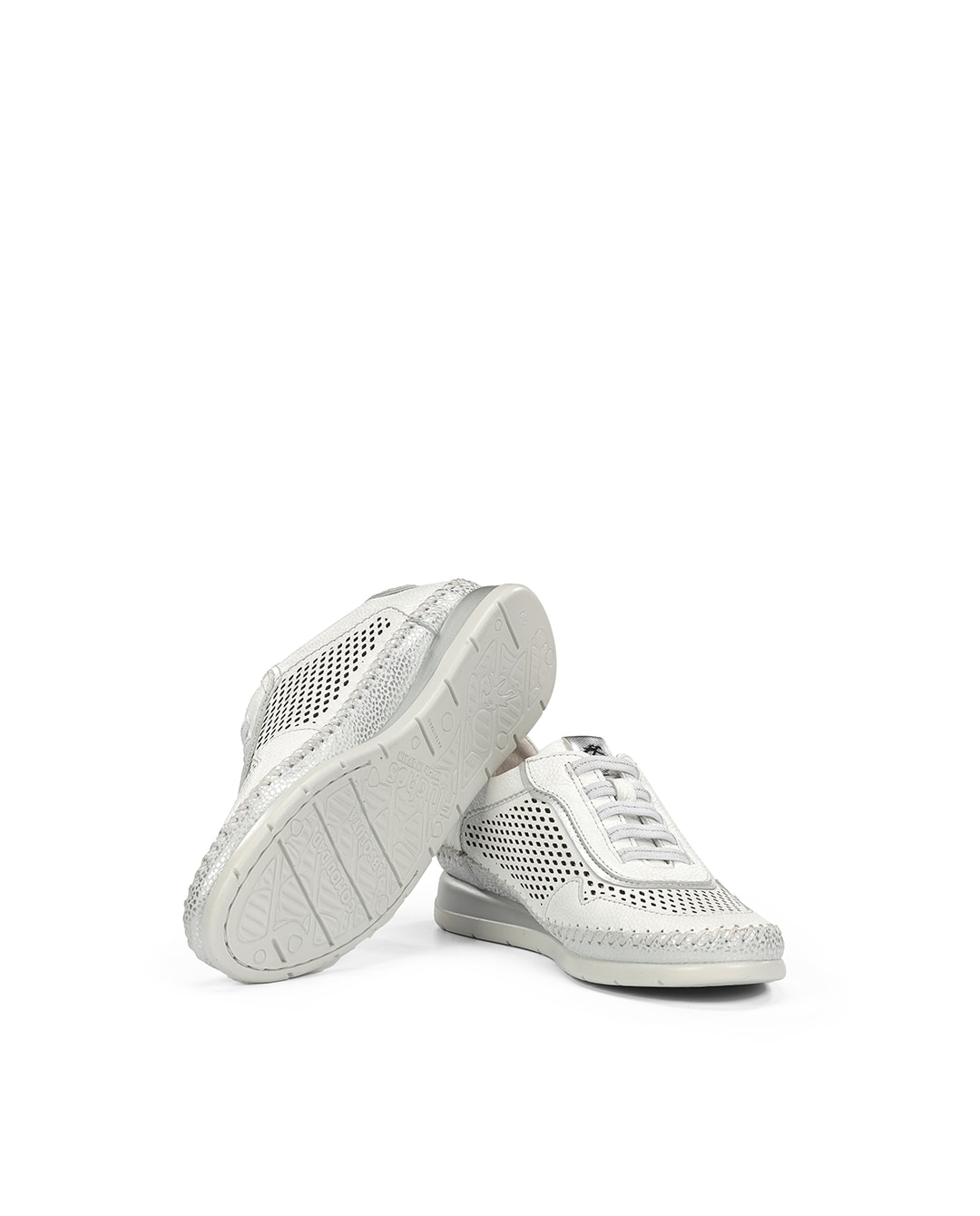 Sapatos de Cordões Fabricados em Pele Branco-4