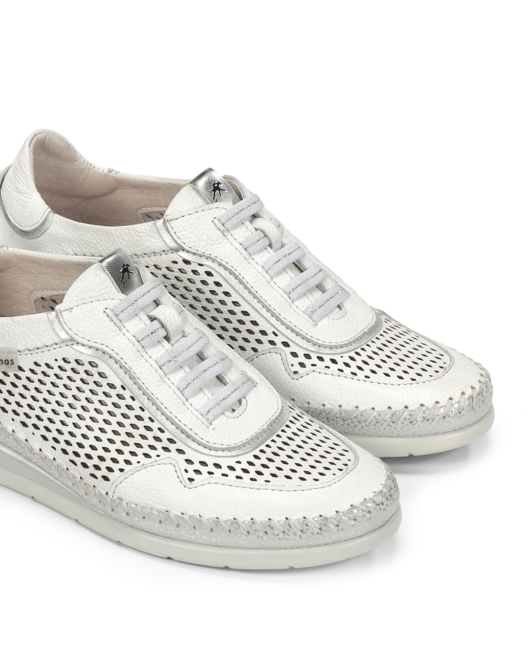 Sapatos de Cordões Fabricados em Pele Branco-6