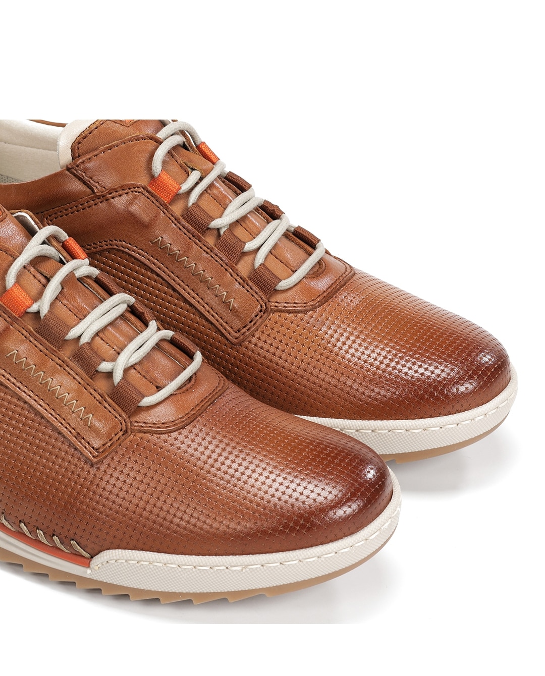 Sapatos de Cordões Fabricados em Pele Castanho-6