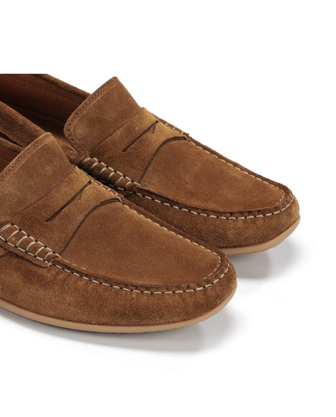 Mocassins Fabricados em Camurça Castanho-6