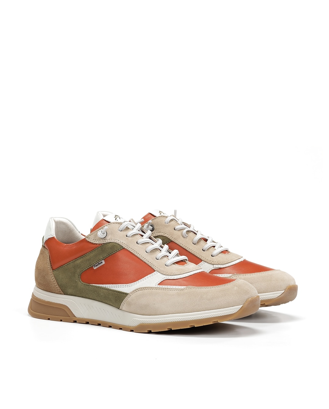 Sapatos de Cordões Fabricados em Pele Laranja-2