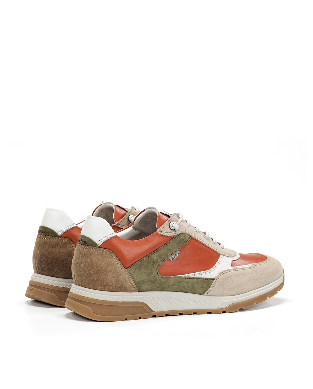 Sapatos de Cordões Fabricados em Pele Laranja-3