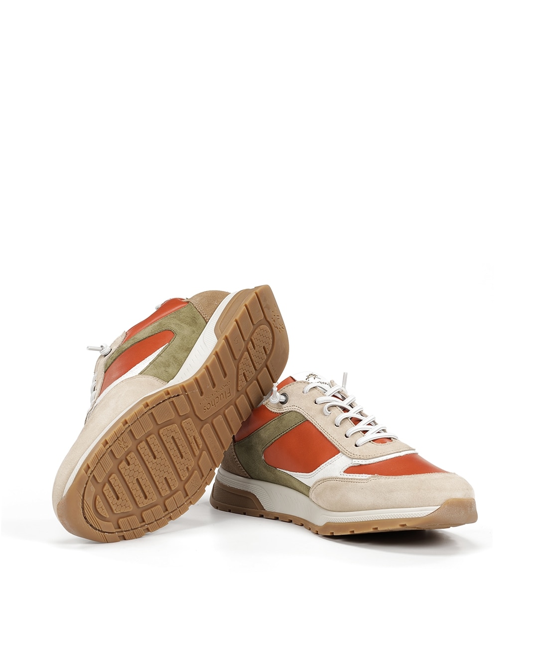 Sapatos de Cordões Fabricados em Pele Laranja-4