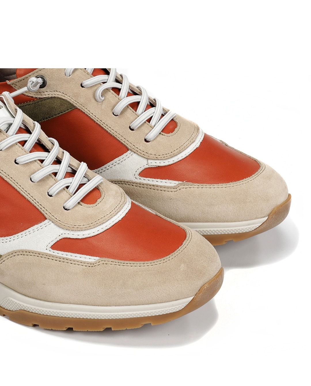 Sapatos de Cordões Fabricados em Pele Laranja-6