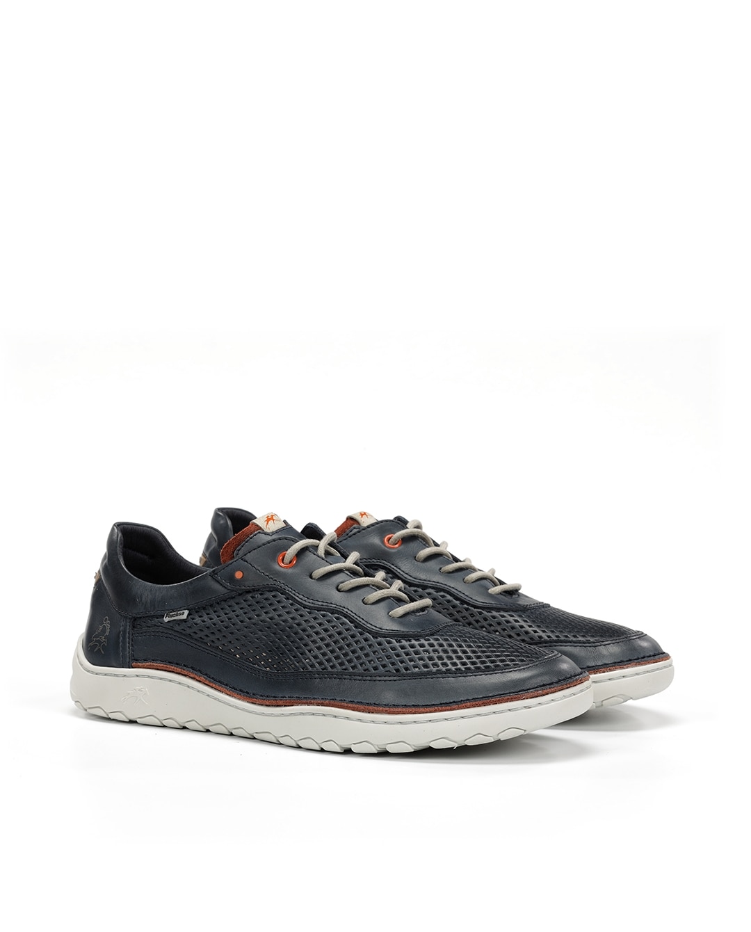 Sapatos de Cordões Fabricados em Pele Azul-2