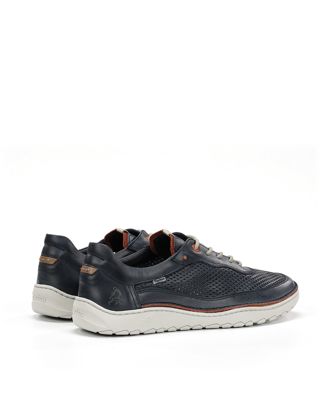 Sapatos de Cordões Fabricados em Pele Azul-3