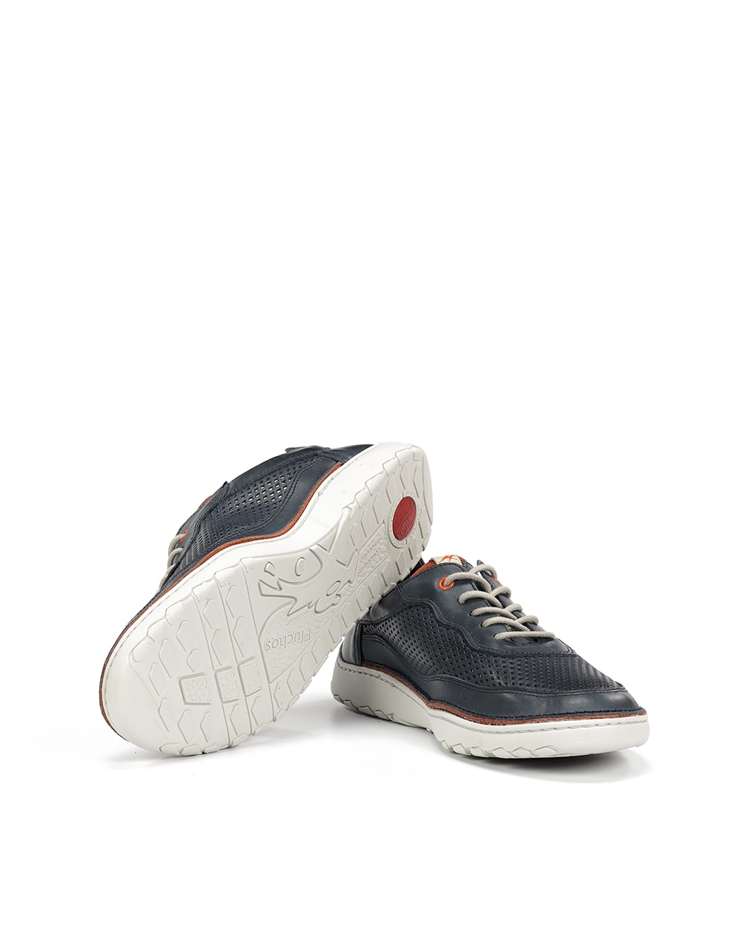 Sapatos de Cordões Fabricados em Pele Azul-4