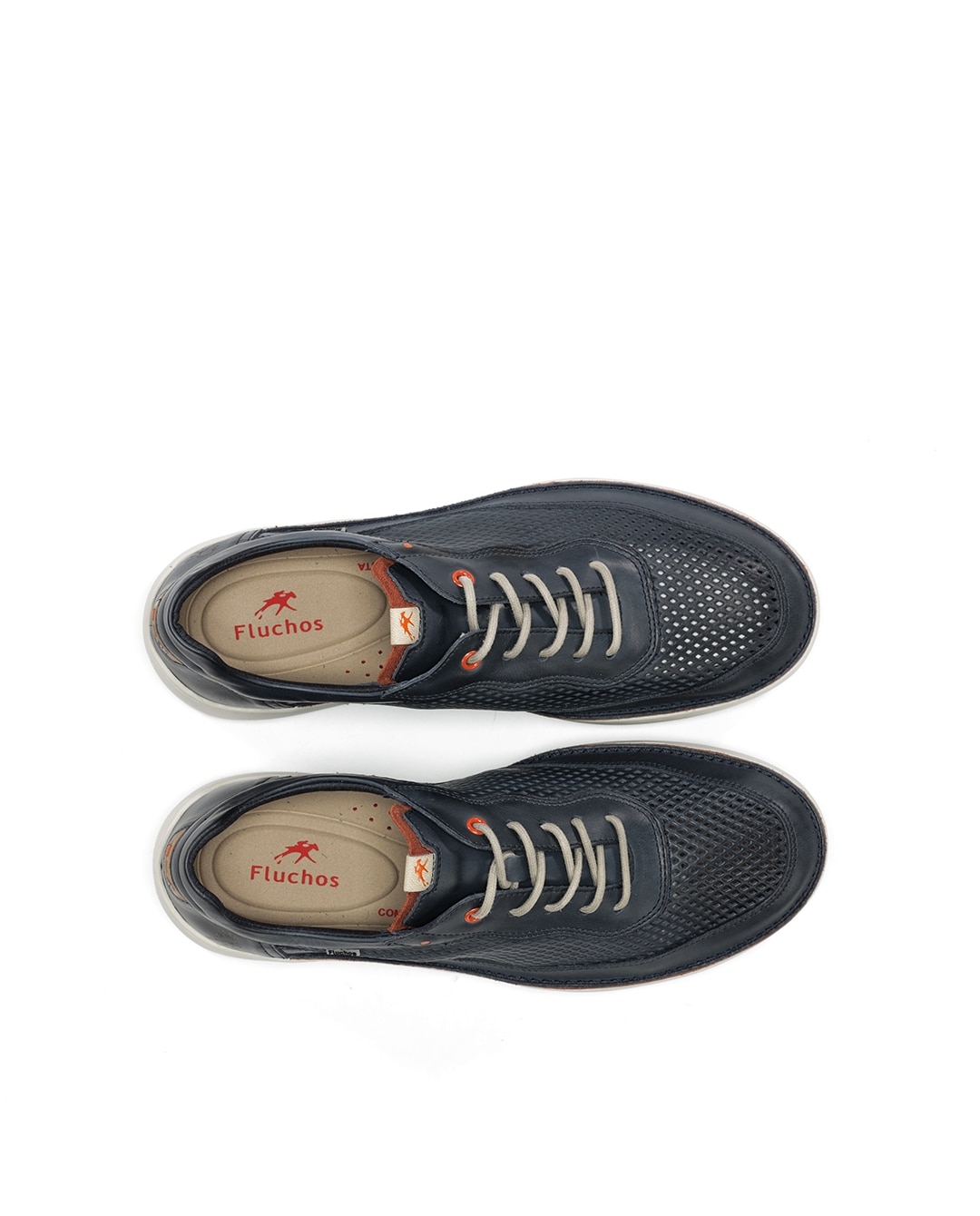 Sapatos de Cordões Fabricados em Pele Azul-5