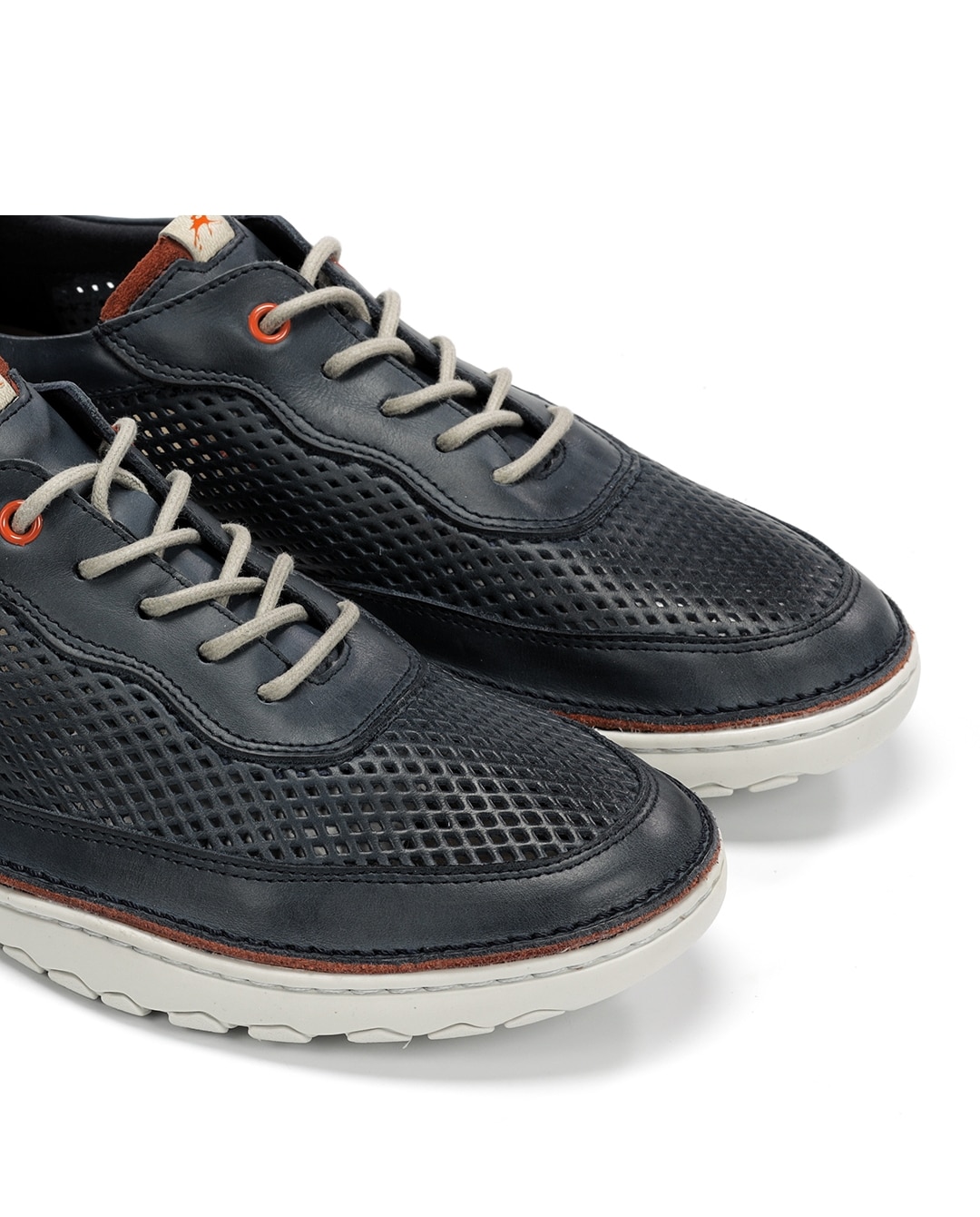 Sapatos de Cordões Fabricados em Pele Azul-6