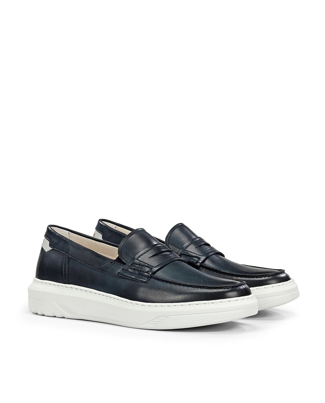 Mocassins Fabricados em Pele Azul-3