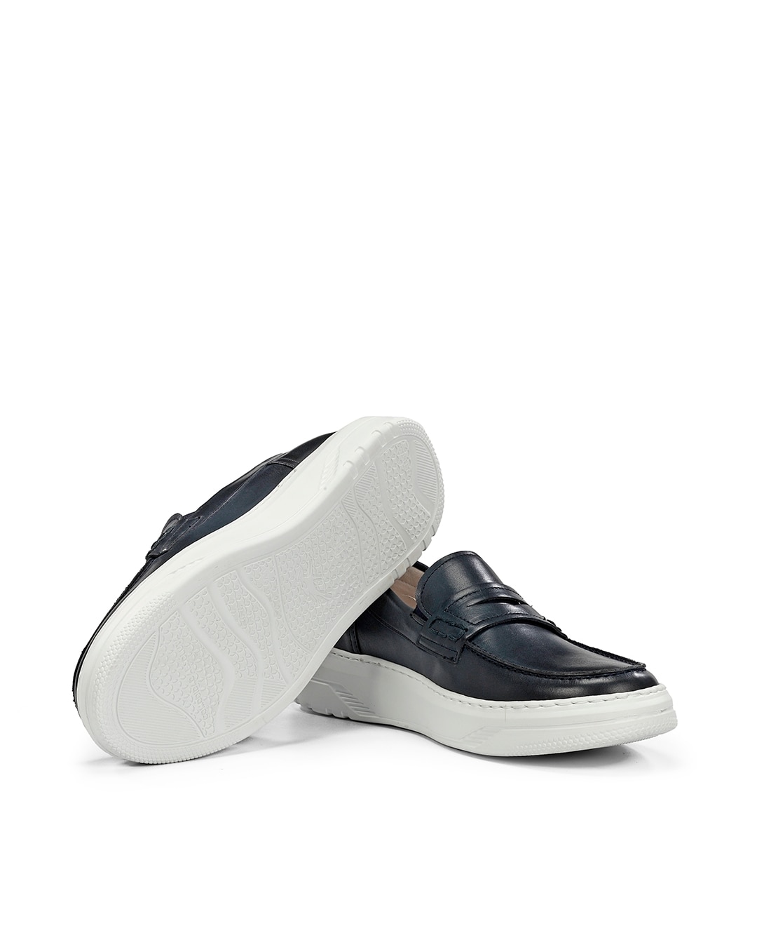 Mocassins Fabricados em Pele Azul-4