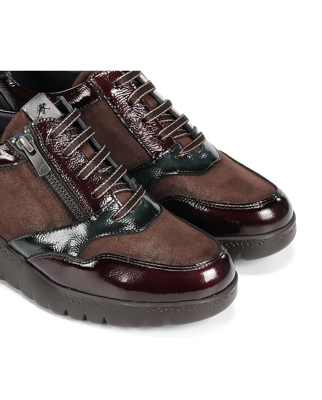 Sapatos de Cordões Fabricados em Pele Verde-Castanho-6