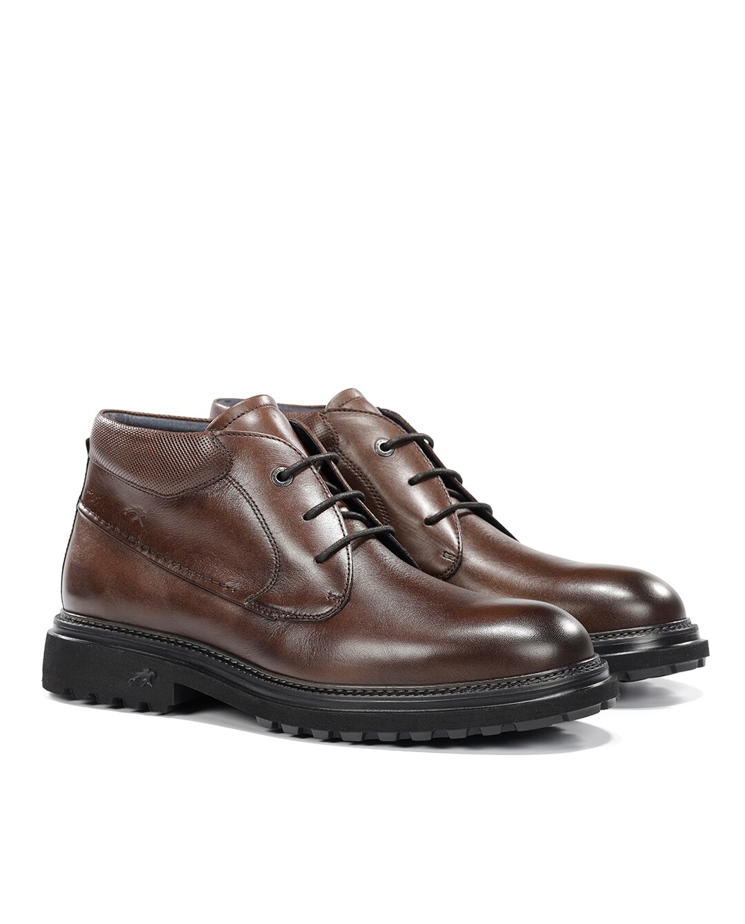Botins Fabricados em Pele Castanho-2