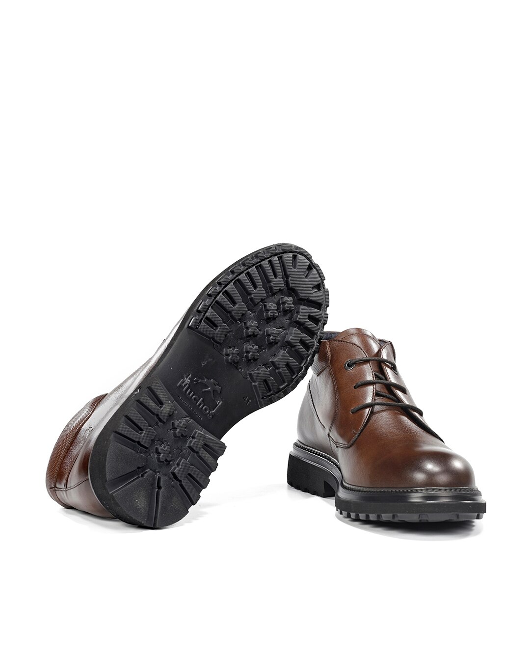 Botins Fabricados em Pele Castanho-6