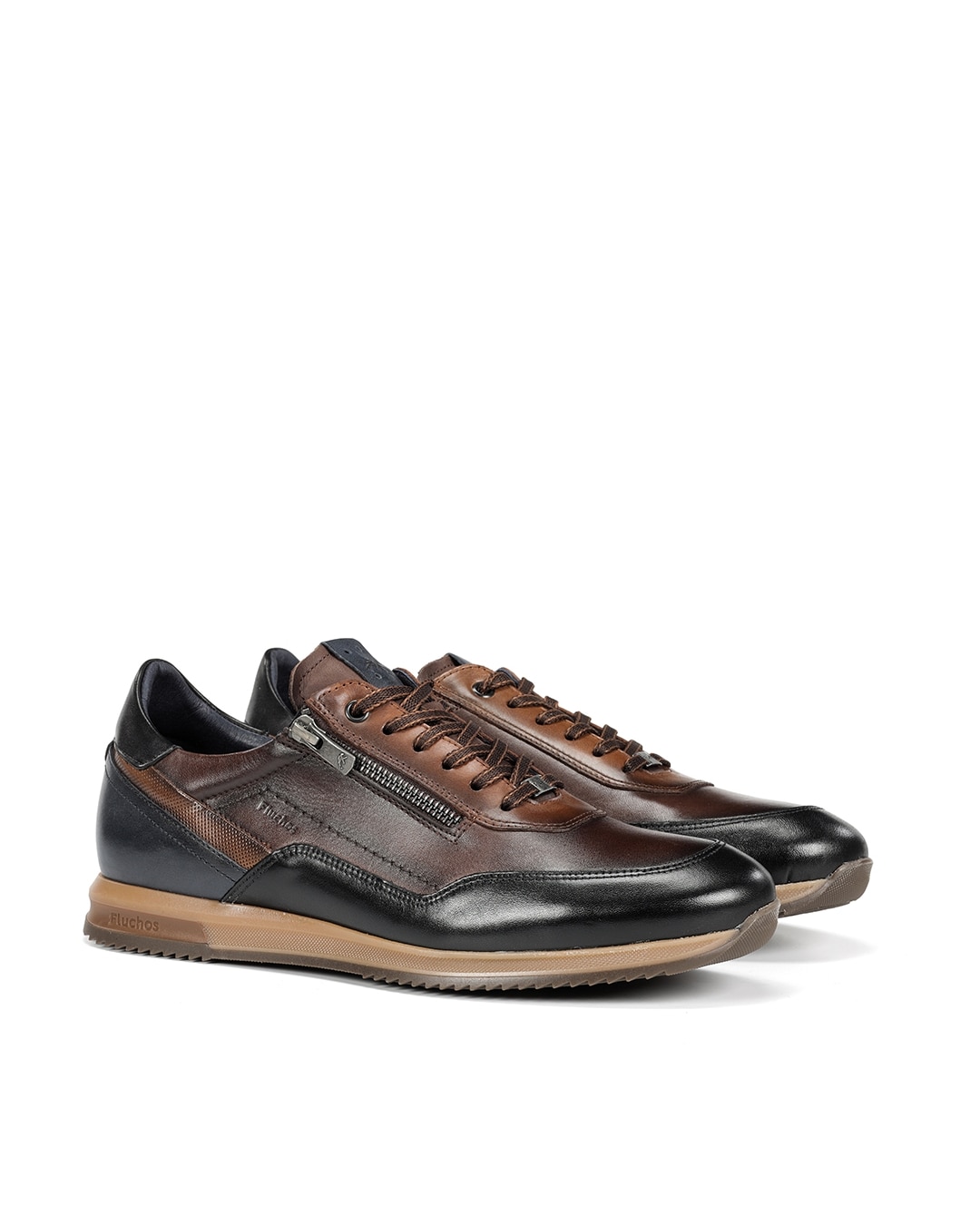 Sapatos de Cordões Fabricados em Pele Castanho-claro-2